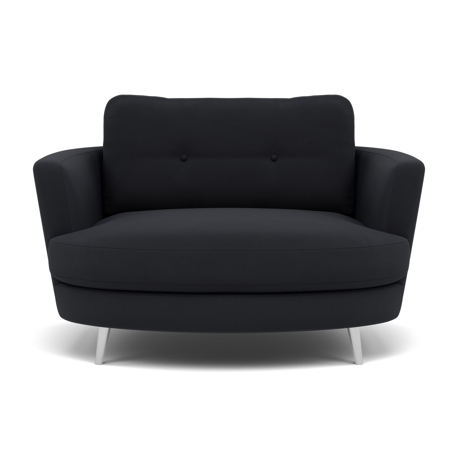 Phoebe Oval Loveseat - Oval Cuddler Grade B Armchairs Sterling Home 9 Plush Velvet Charcoal Chrome