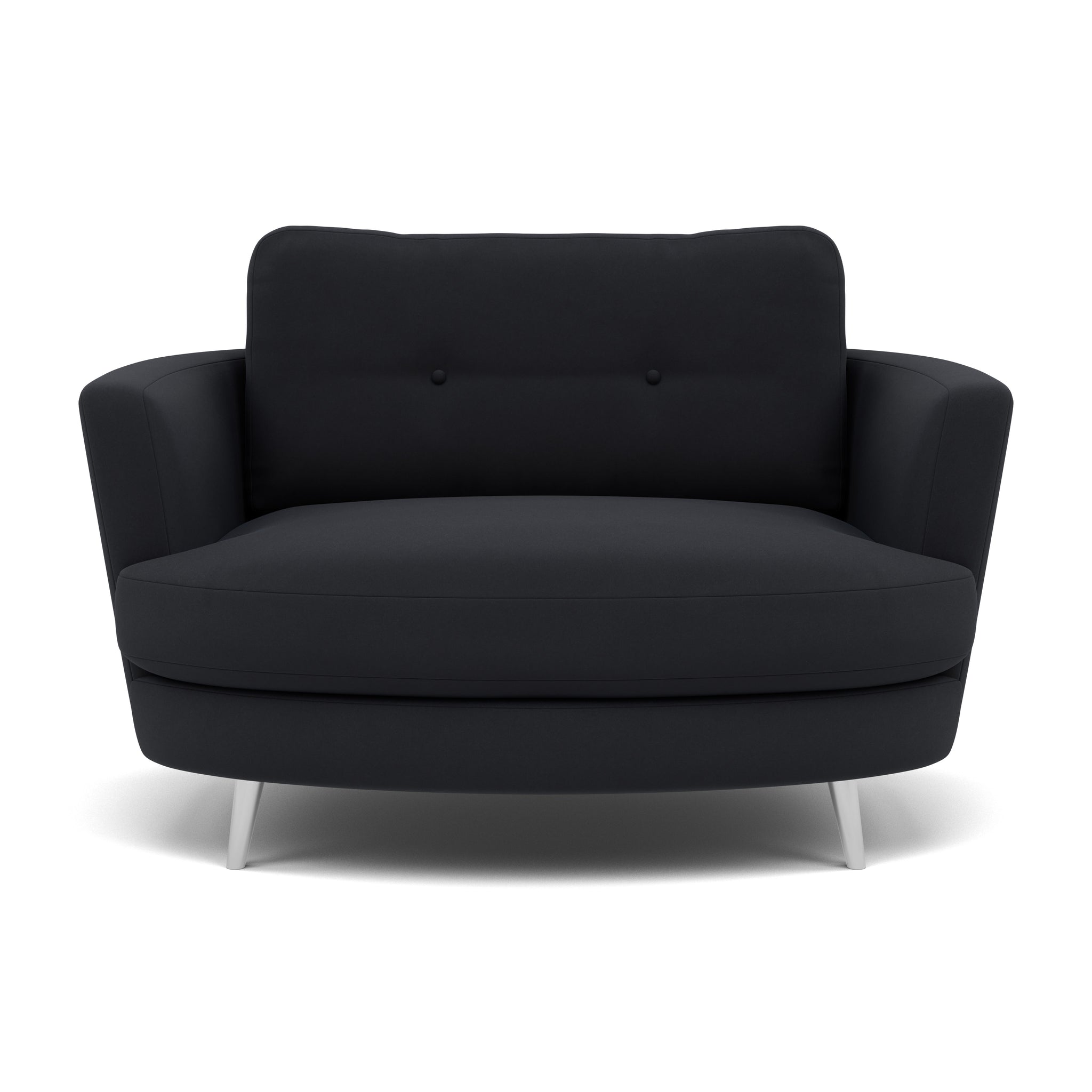 Phoebe Oval Loveseat - Oval Cuddler Grade B Armchairs Sterling Home 9 Plush Velvet Charcoal Chrome