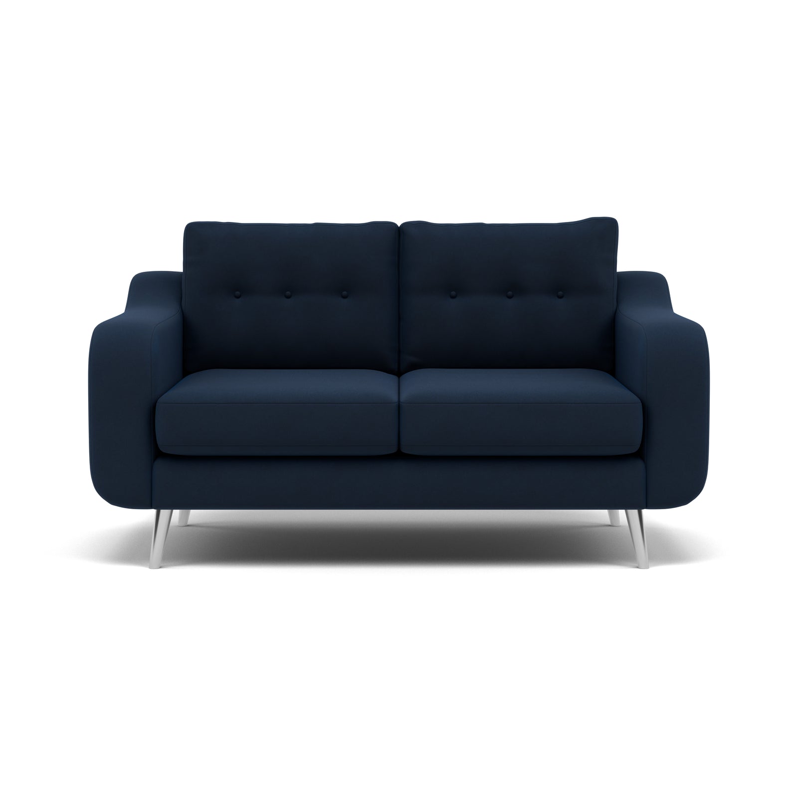 Phoebe 2 Seater Sofa - Small Sofa Standard Back Grade B 2 Seater Sofas Sterling Home 14 Plush Velvet Indigo Chrome