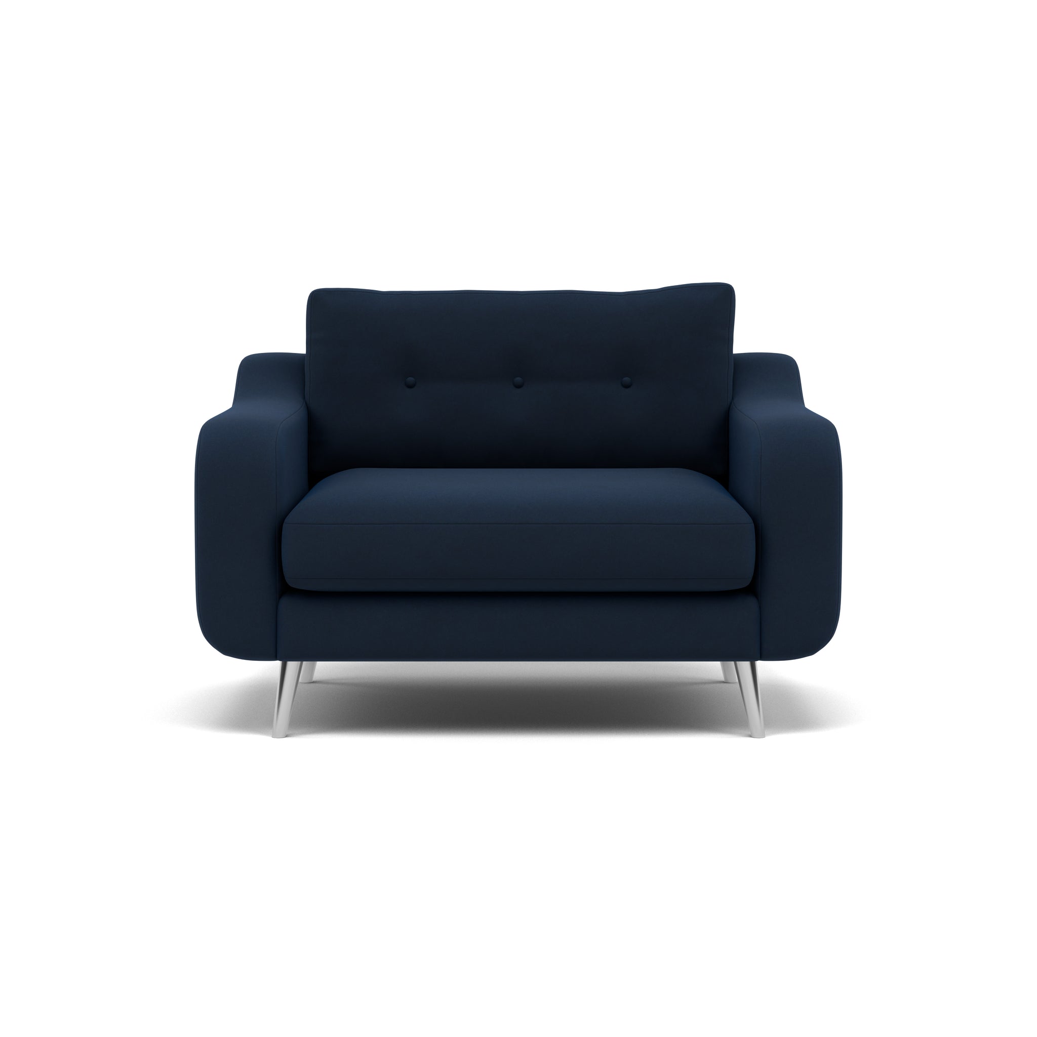 Phoebe Loveseat - Snuggler Chair Grade B Loveseats Sterling Home 15 Plush Velvet Indigo Chrome