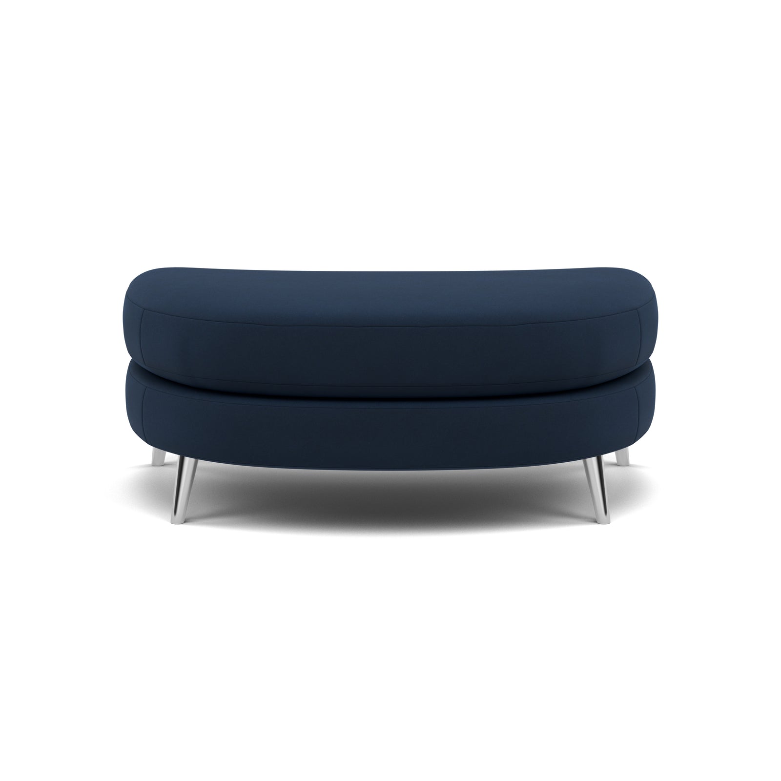 Phoebe Oval Footstool - Oval Cuddler Stool Grade B Footstools Sterling Home 12 Plush Velvet Indigo Chrome