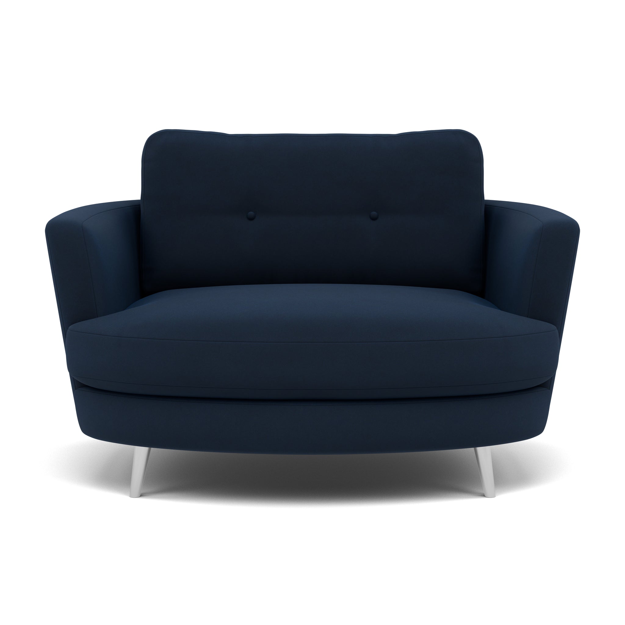 Phoebe Oval Loveseat - Oval Cuddler Grade B Armchairs Sterling Home 12 Plush Velvet Indigo Chrome