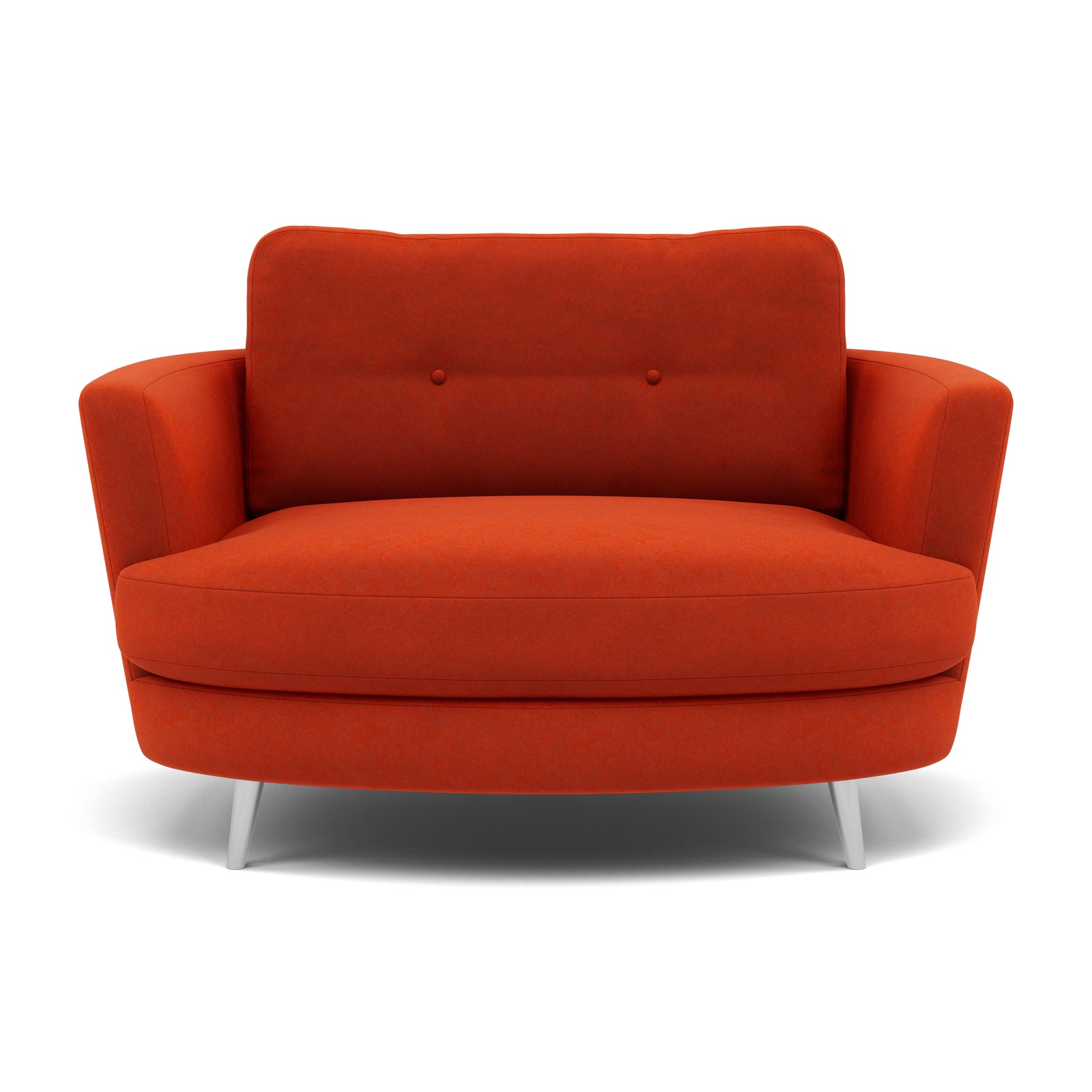 Phoebe Oval Loveseat - Oval Cuddler Grade B Armchairs Sterling Home 15 Plush Velvet Paprika Chrome