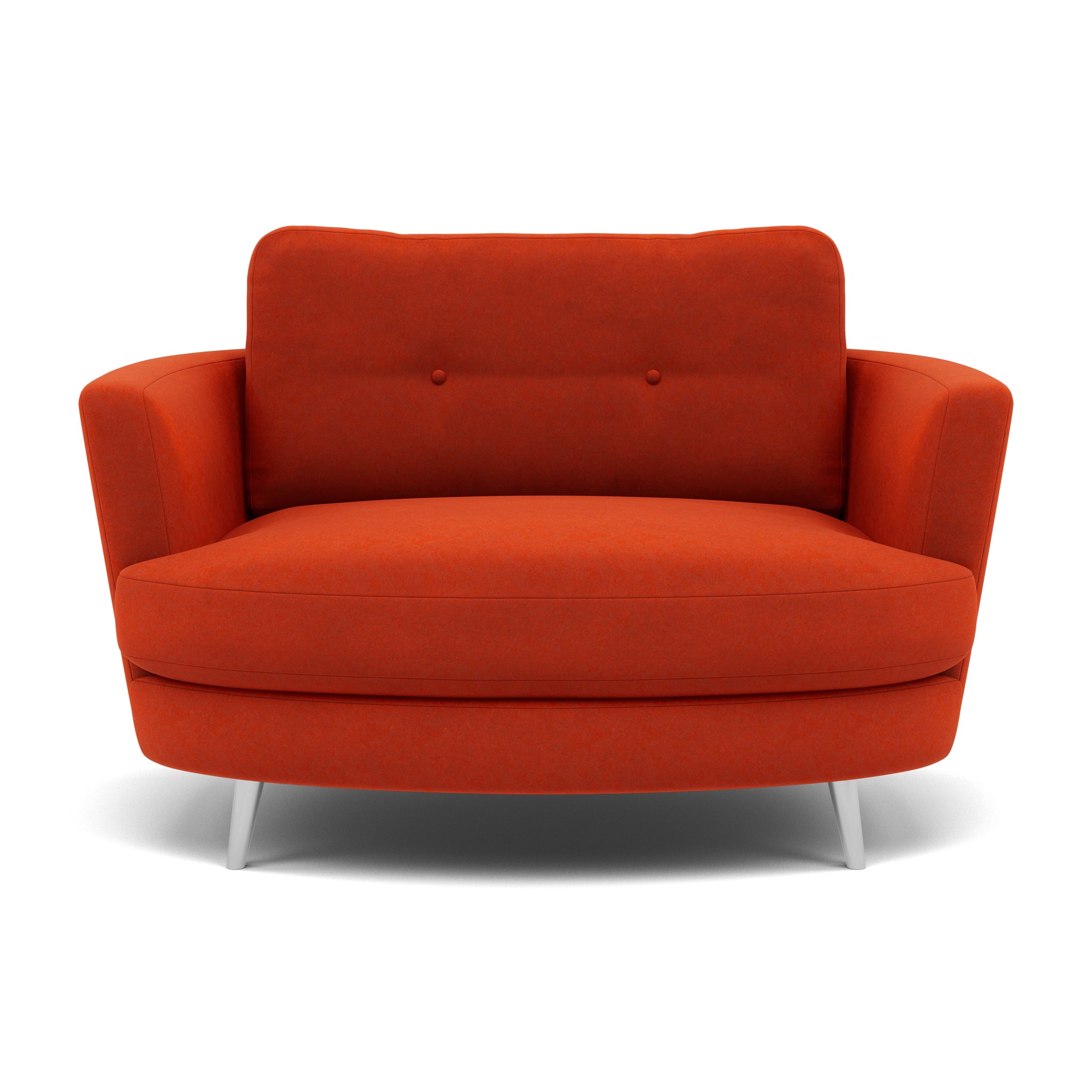 Phoebe Oval Loveseat - Oval Cuddler Grade B Armchairs Sterling Home 15 Plush Velvet Paprika Chrome