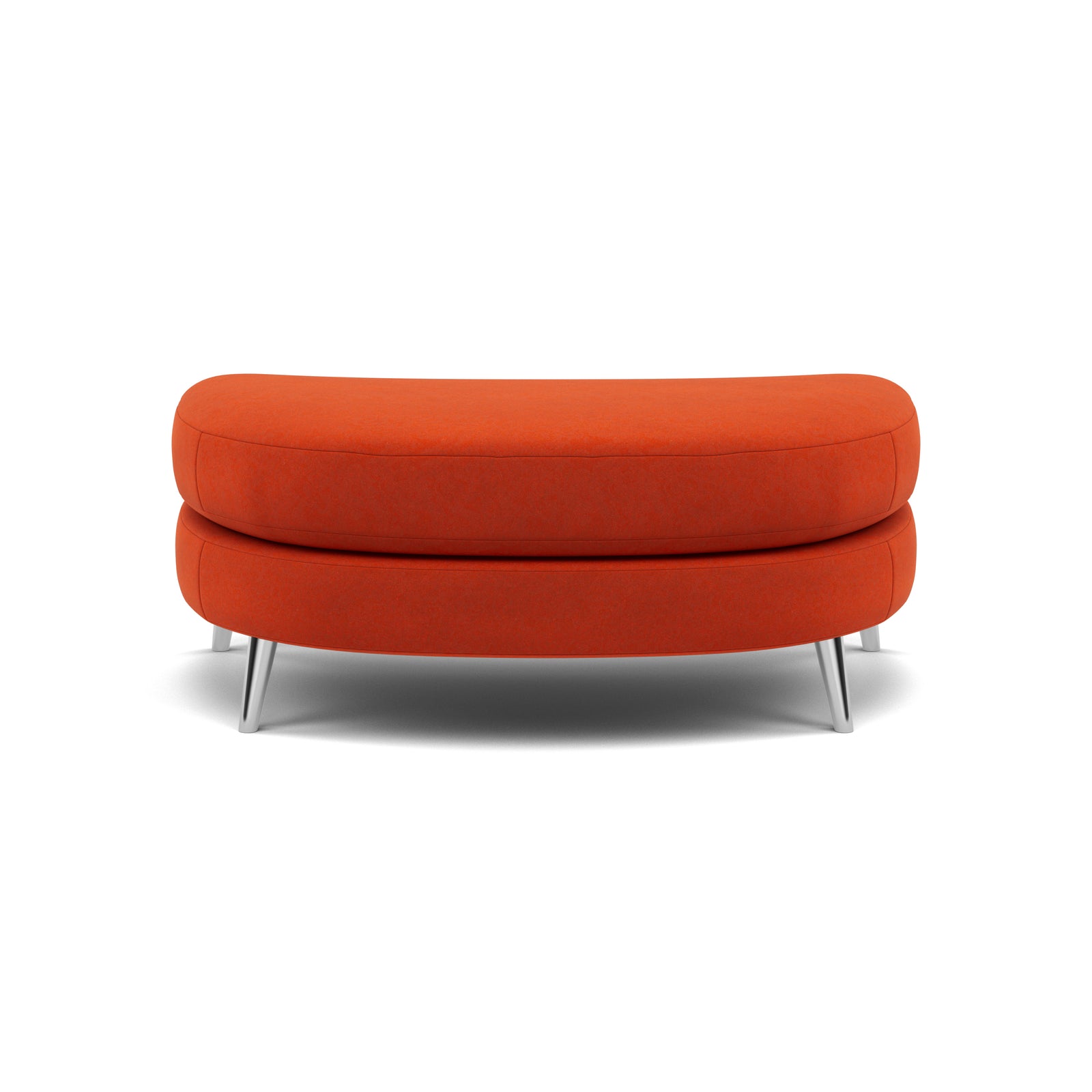 Phoebe Oval Footstool - Oval Cuddler Stool Grade B Footstools Sterling Home 15 Plush Velvet Paprika Chrome