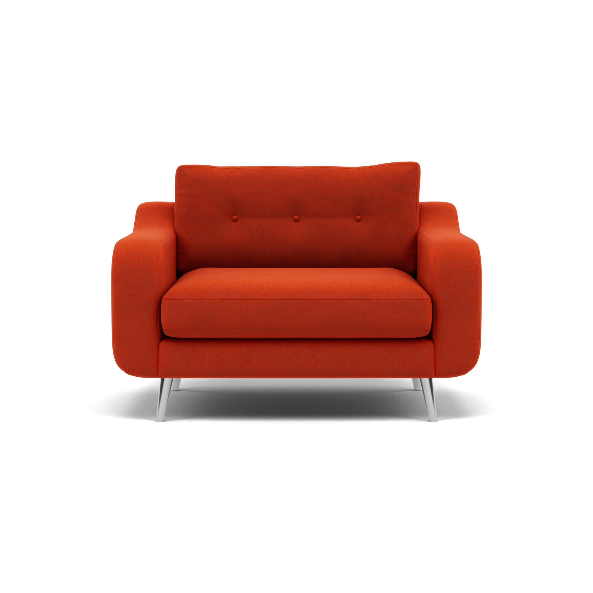 Phoebe Loveseat - Snuggler Chair Grade B Loveseats Sterling Home 18 Plush Velvet Paprika Chrome