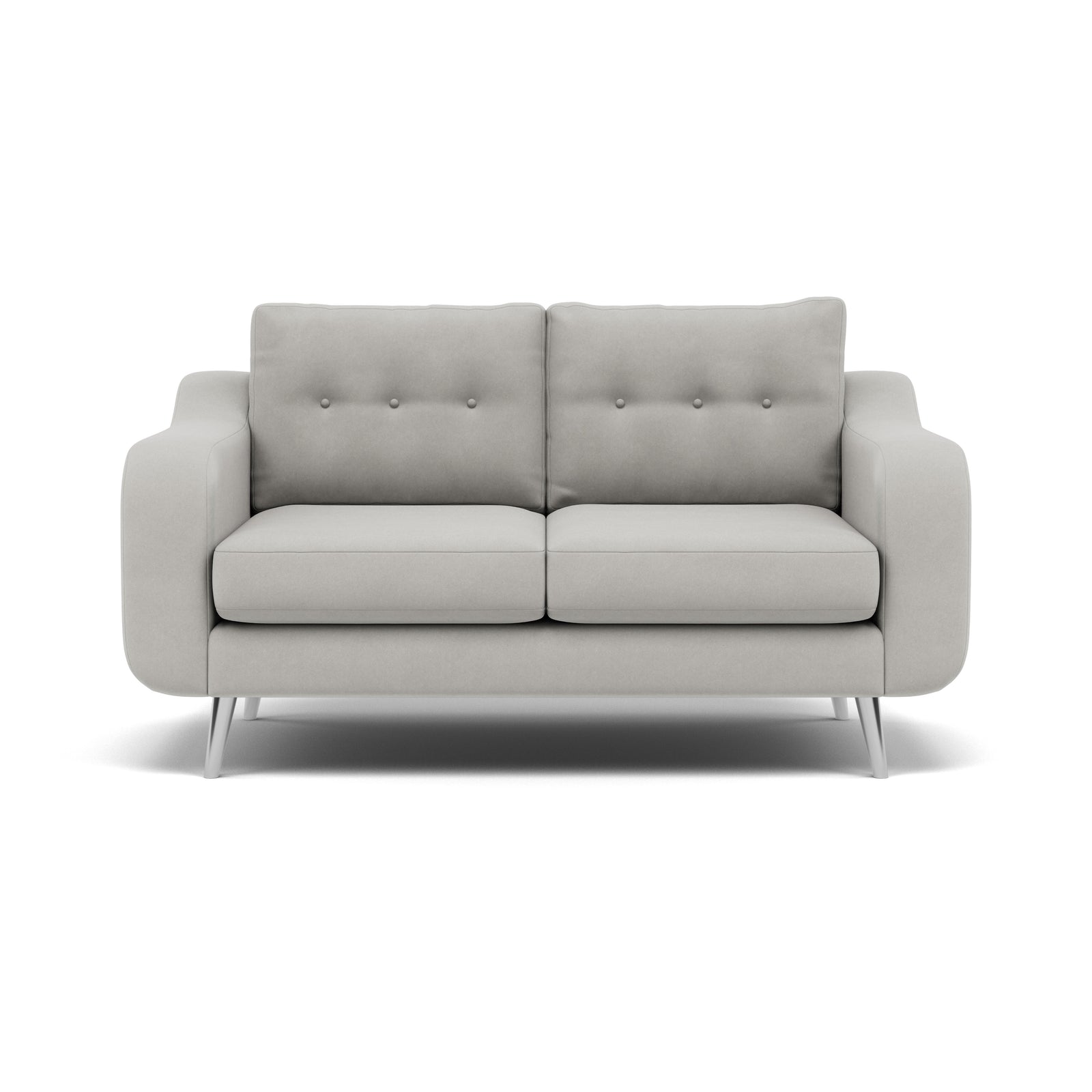 Phoebe 2 Seater Sofa - Small Sofa Standard Back Grade B 2 Seater Sofas Sterling Home 20 Plush Velvet Silver Chrome