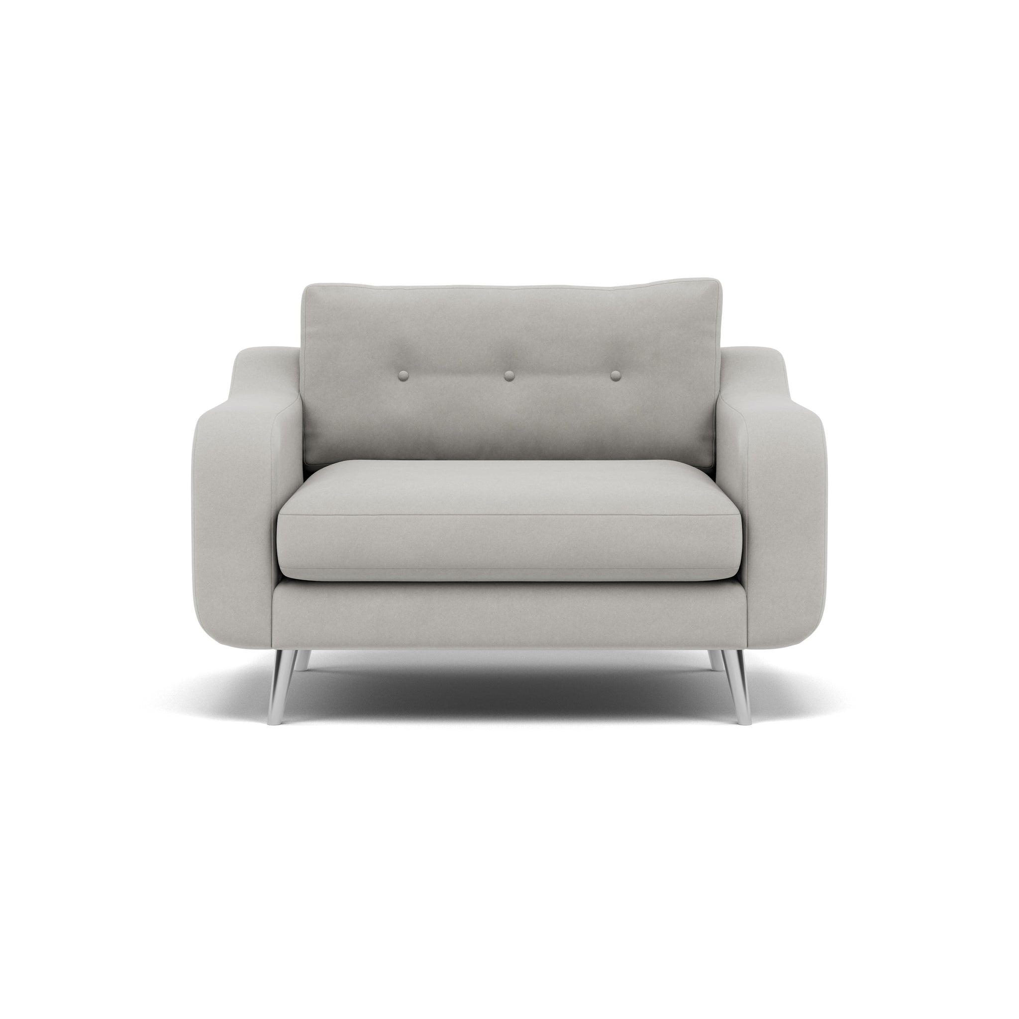 Phoebe Loveseat - Snuggler Chair Grade B Loveseats Sterling Home 21 Plush Velvet Silver Chrome