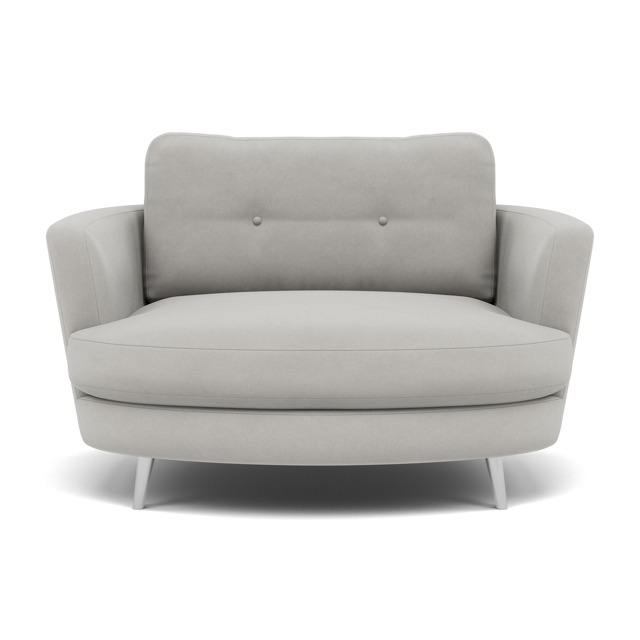 Phoebe Oval Loveseat - Oval Cuddler Grade B Armchairs Sterling Home 18 Plush Velvet Silver Chrome