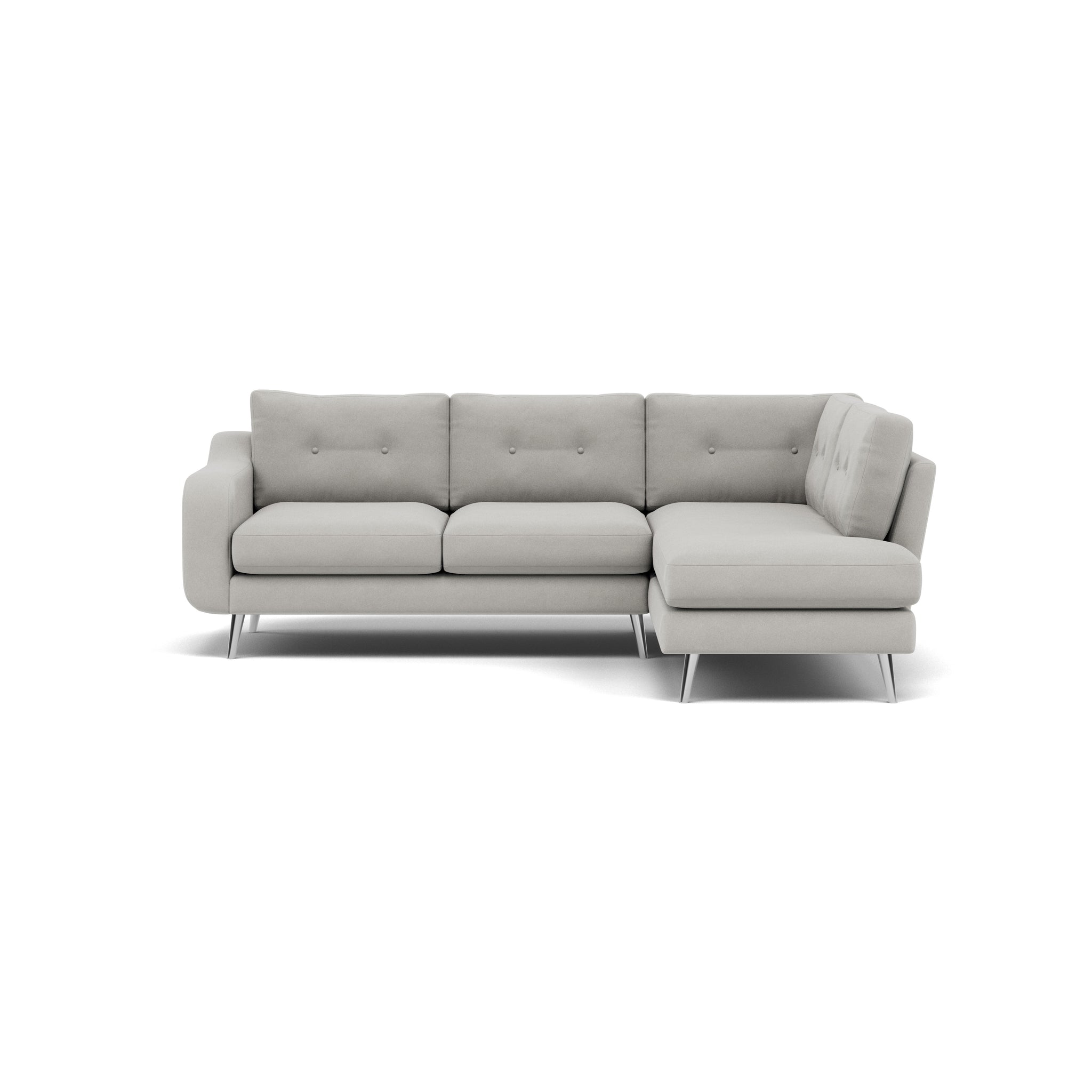 Phoebe Corner Sofa - Corner Group RHF Grade B - Right Hand Facing Corner Sofas Sterling Home 18 Plush Velvet Silver Chrome
