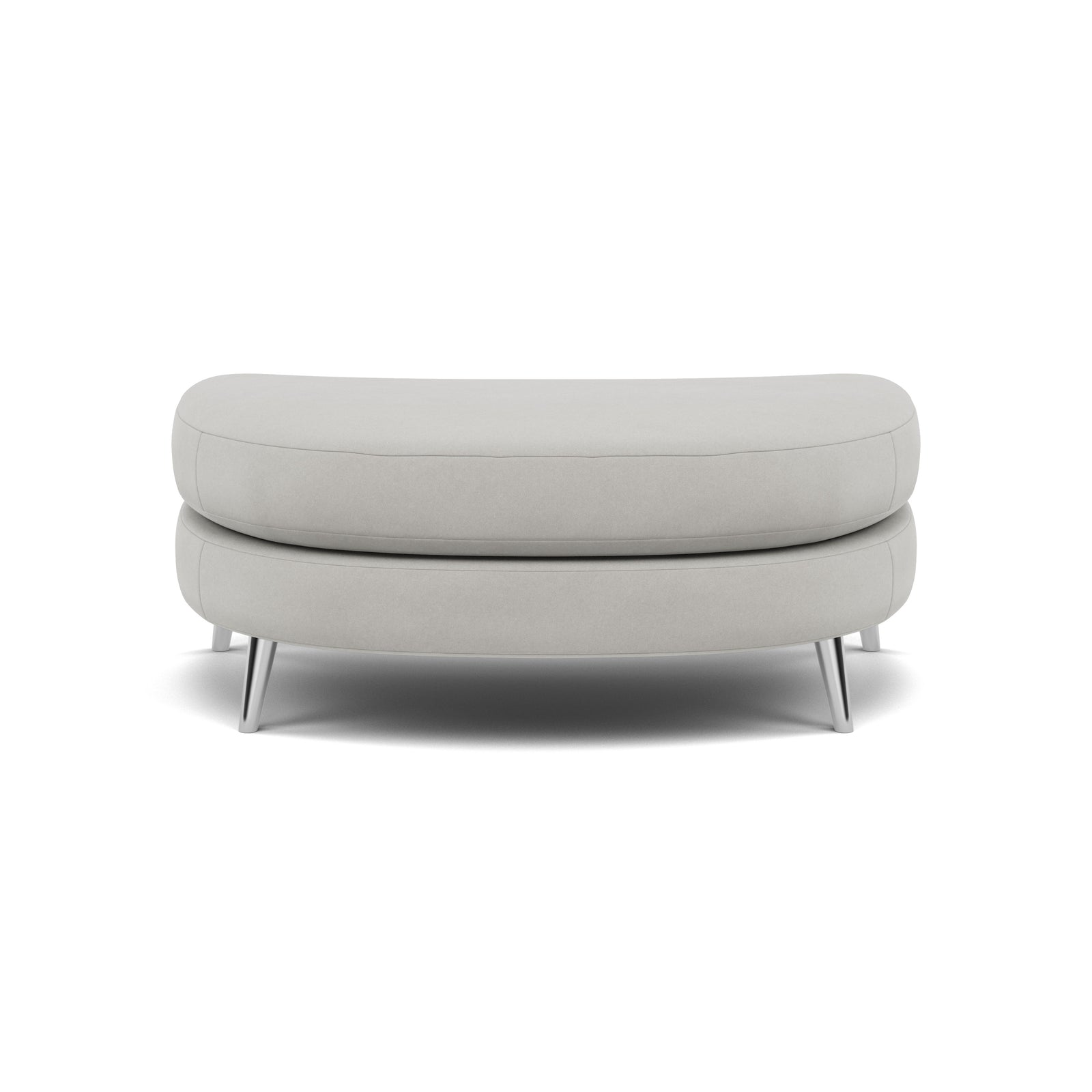 Phoebe Oval Footstool - Oval Cuddler Stool Grade B Footstools Sterling Home 18 Plush Velvet Silver Chrome
