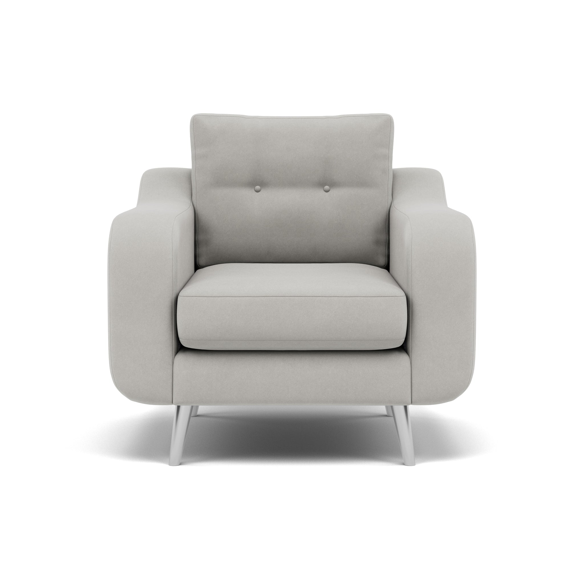 Phoebe Armchair - Chair Grade B Sterling Home 17 Plush Velvet Silver Chrome