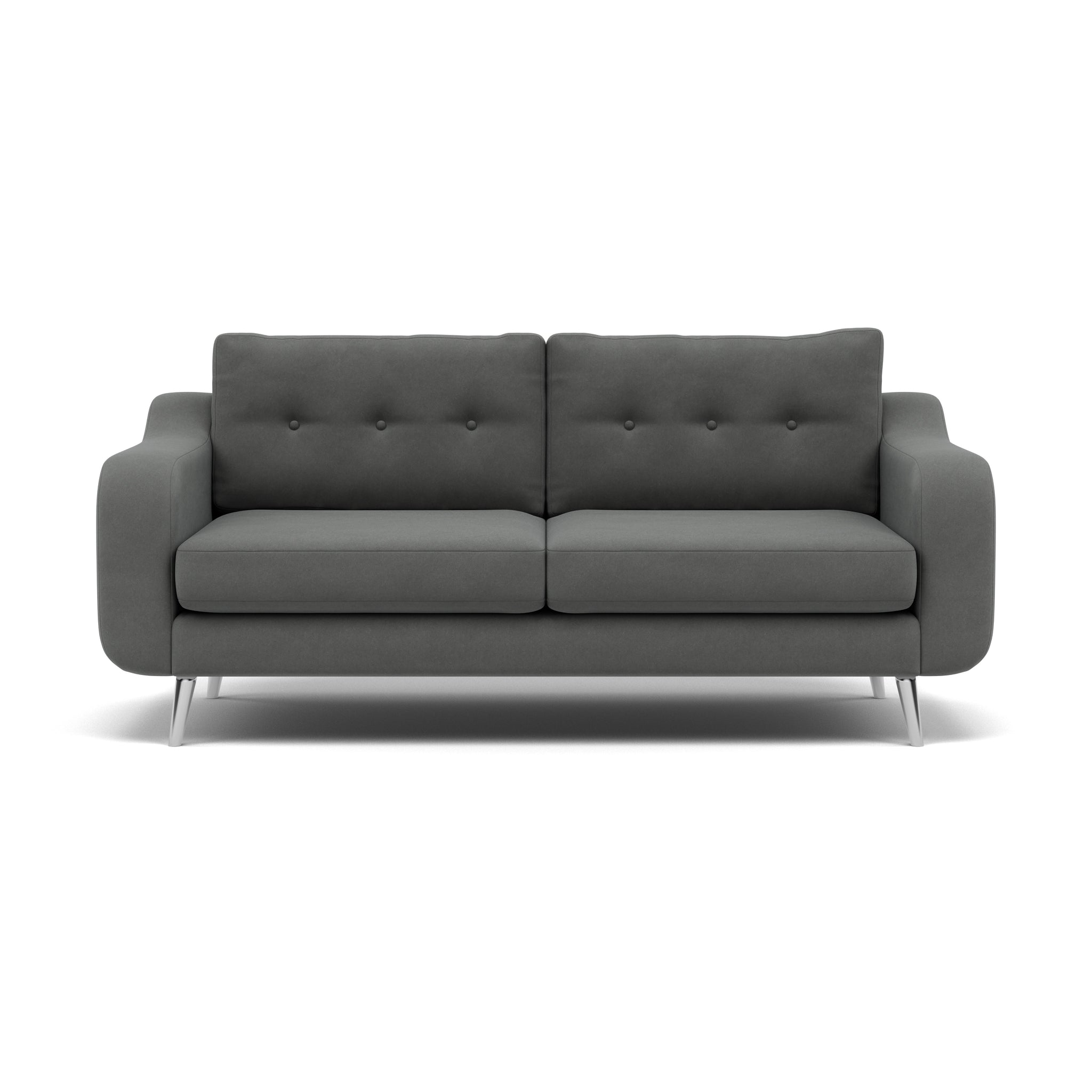 Phoebe 3 Seater Sofa - Large Sofa Standard Back Grade B 3 Seater Sofas Sterling Home 24 Plush Velvet Slate Chrome