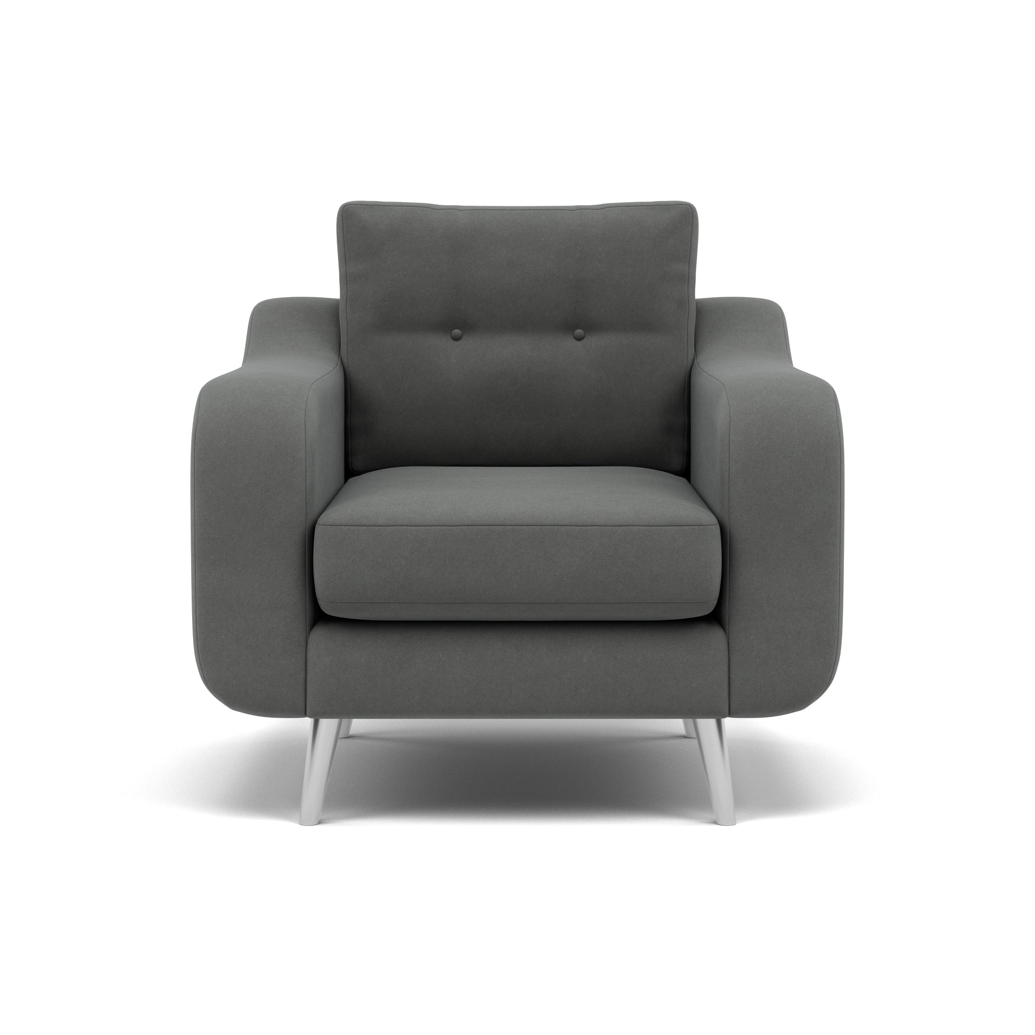 Phoebe Armchair - Chair Grade B Sterling Home 21 Plush Velvet Slate Chrome