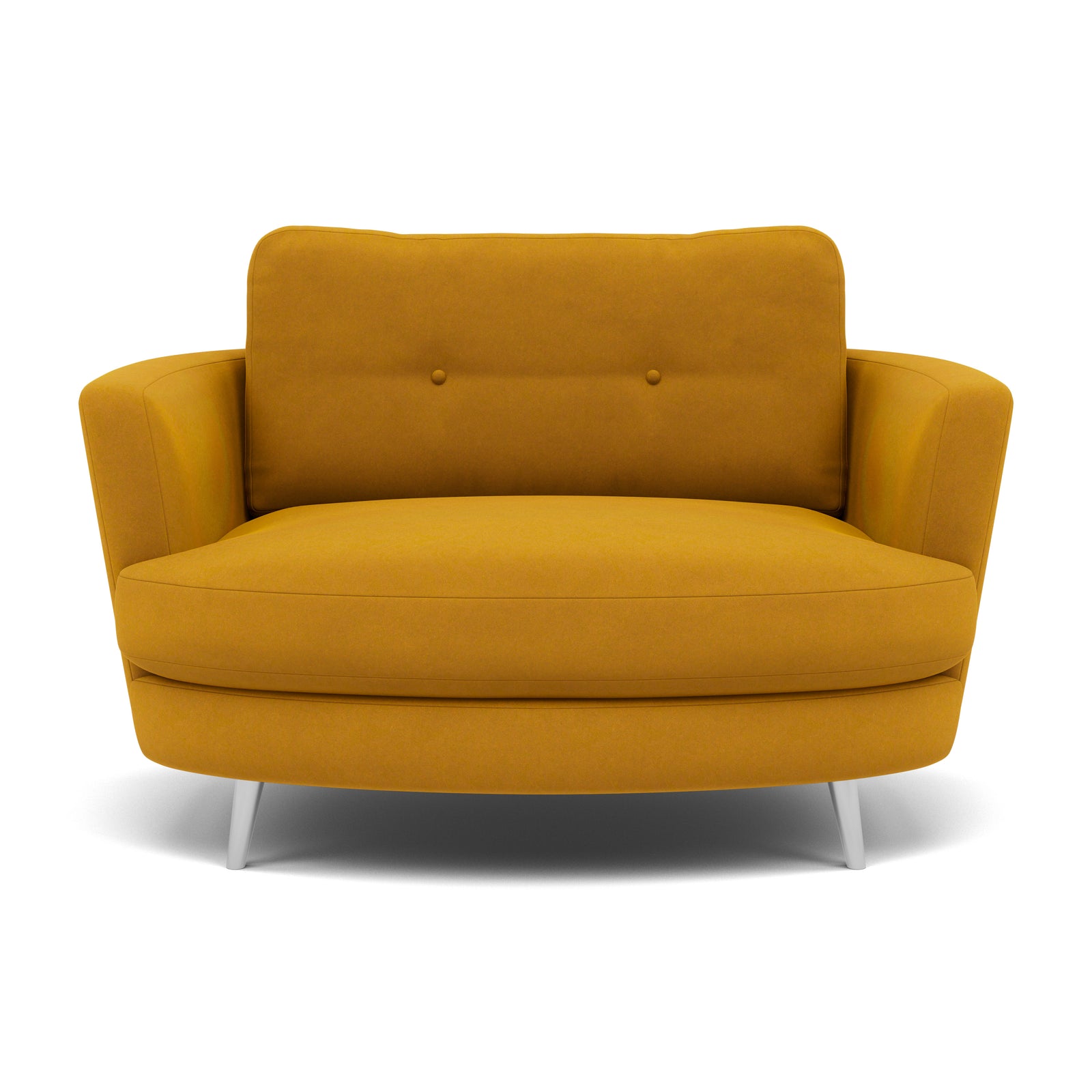 Phoebe Oval Loveseat - Oval Cuddler Grade B Armchairs Sterling Home 25 Plush Velvet Turmeric Chrome