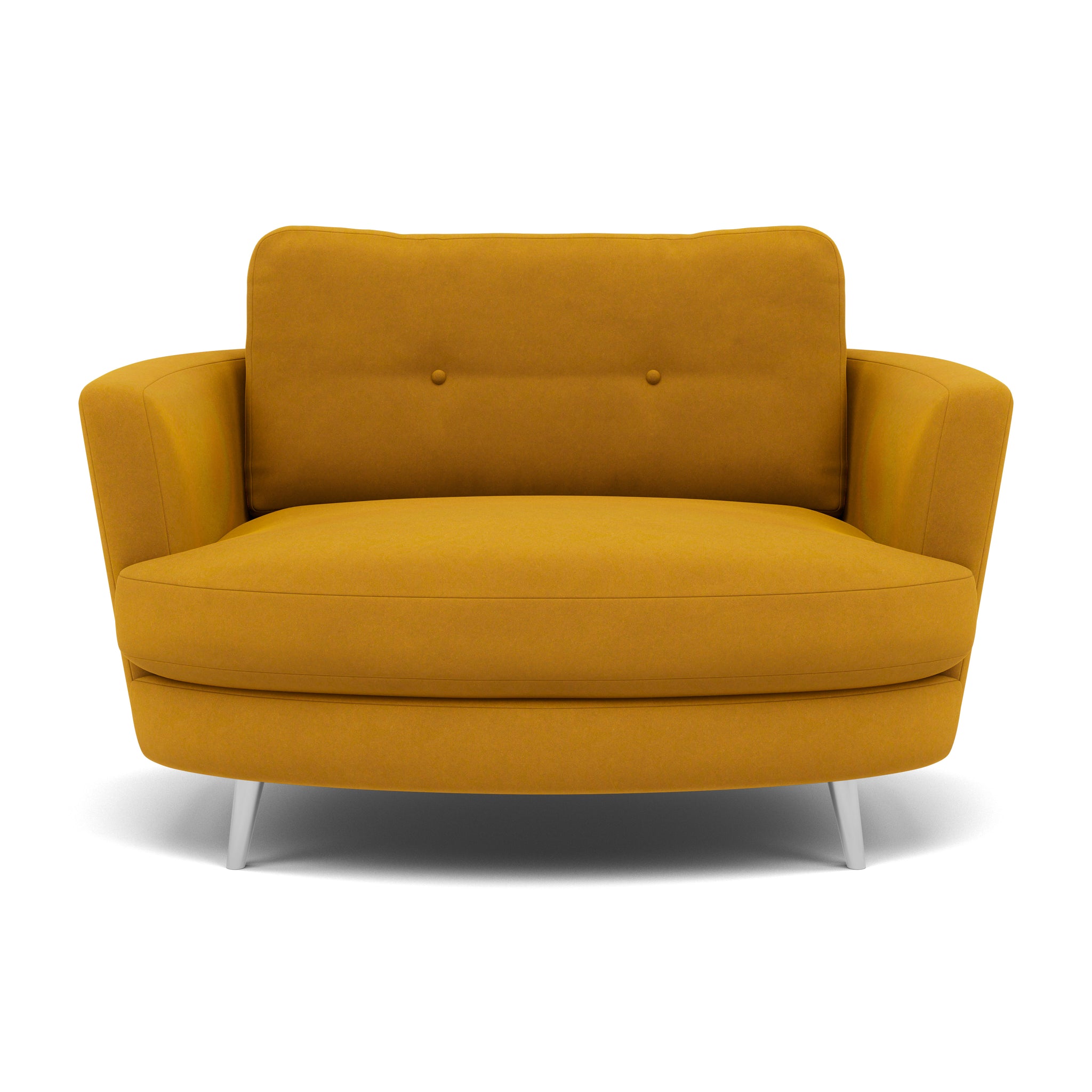 Phoebe Oval Loveseat - Oval Cuddler Grade B Armchairs Sterling Home 25 Plush Velvet Turmeric Chrome