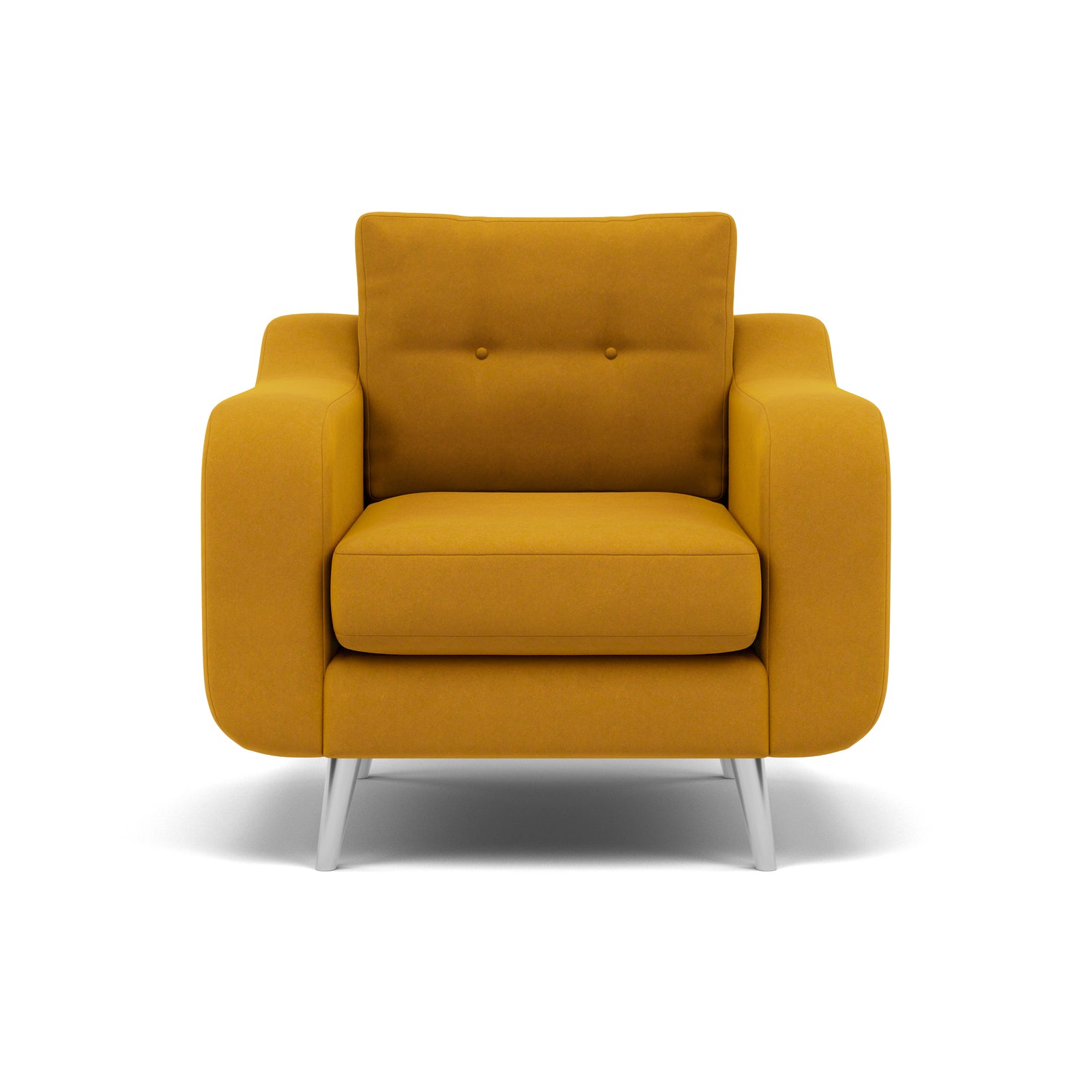 Phoebe Armchair - Chair Grade B Sterling Home 25 Plush Velvet Turmeric Chrome