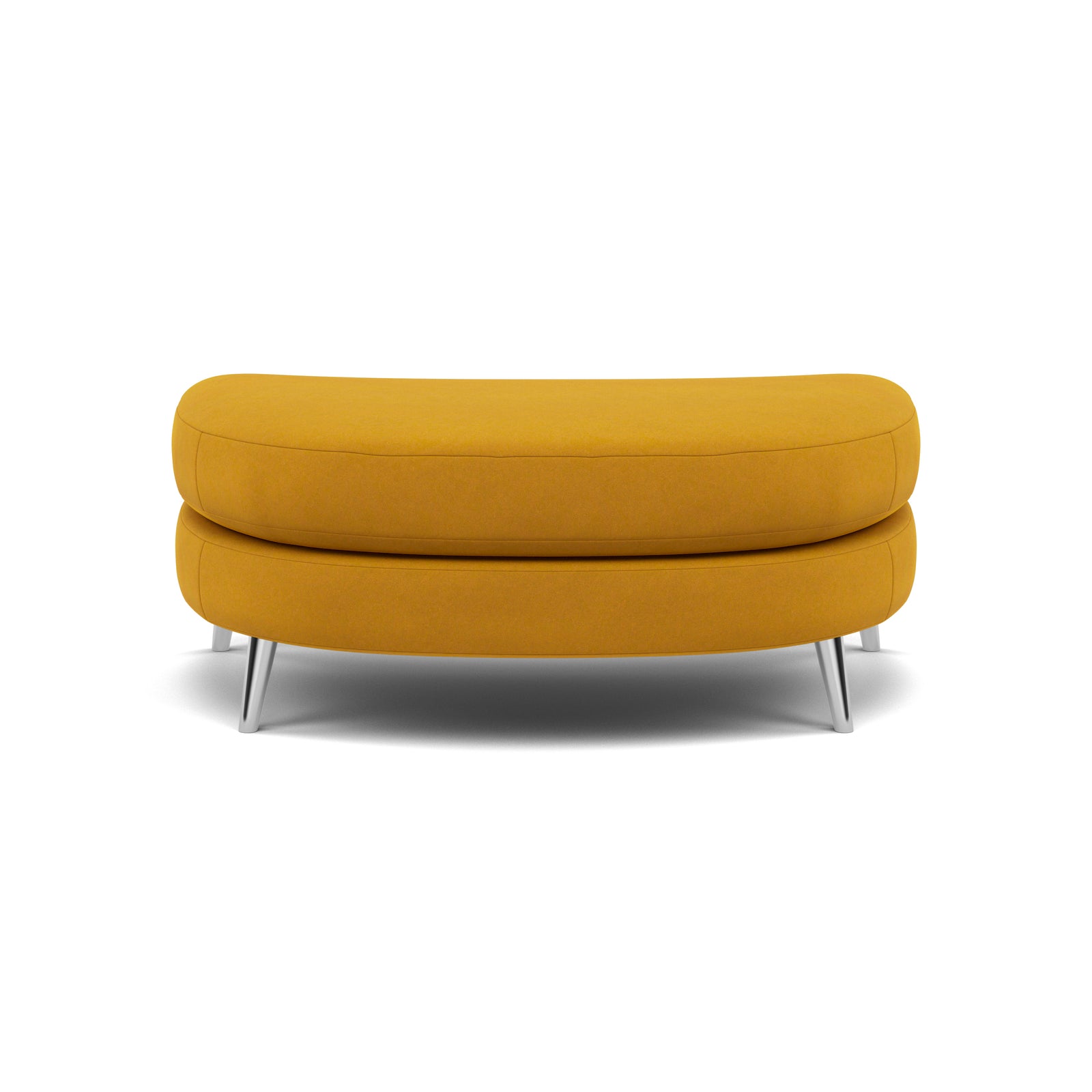 Phoebe Oval Footstool - Oval Cuddler Stool Grade B Footstools Sterling Home 25 Plush Velvet Turmeric Chrome