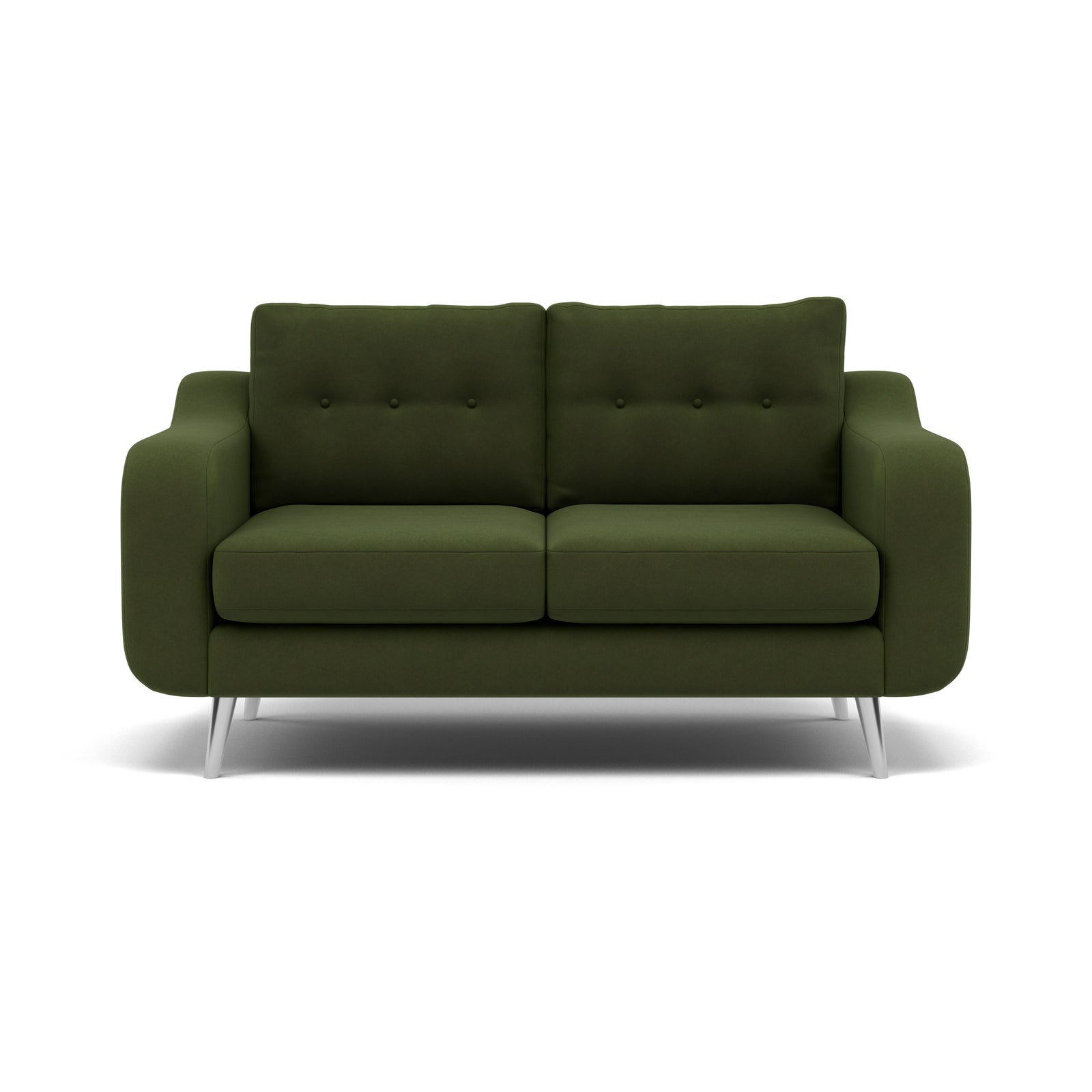 Phoebe 2 Seater Sofa - Small Sofa Standard Back Grade B 2 Seater Sofas Sterling Home 24 Plush Velvet Vine Chrome