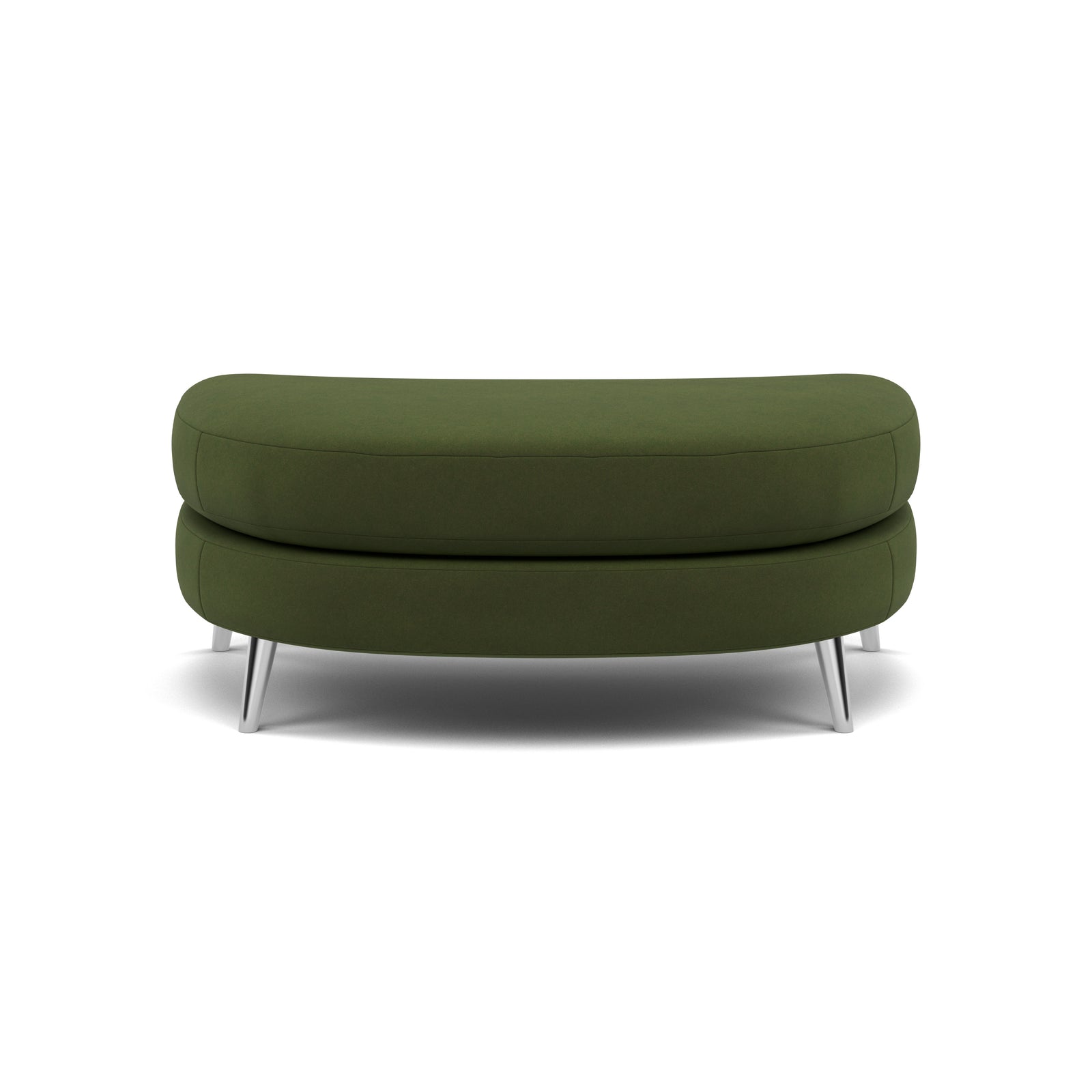 Phoebe Oval Footstool - Oval Cuddler Stool Grade B Footstools Sterling Home 22 Plush Velvet Vine Chrome