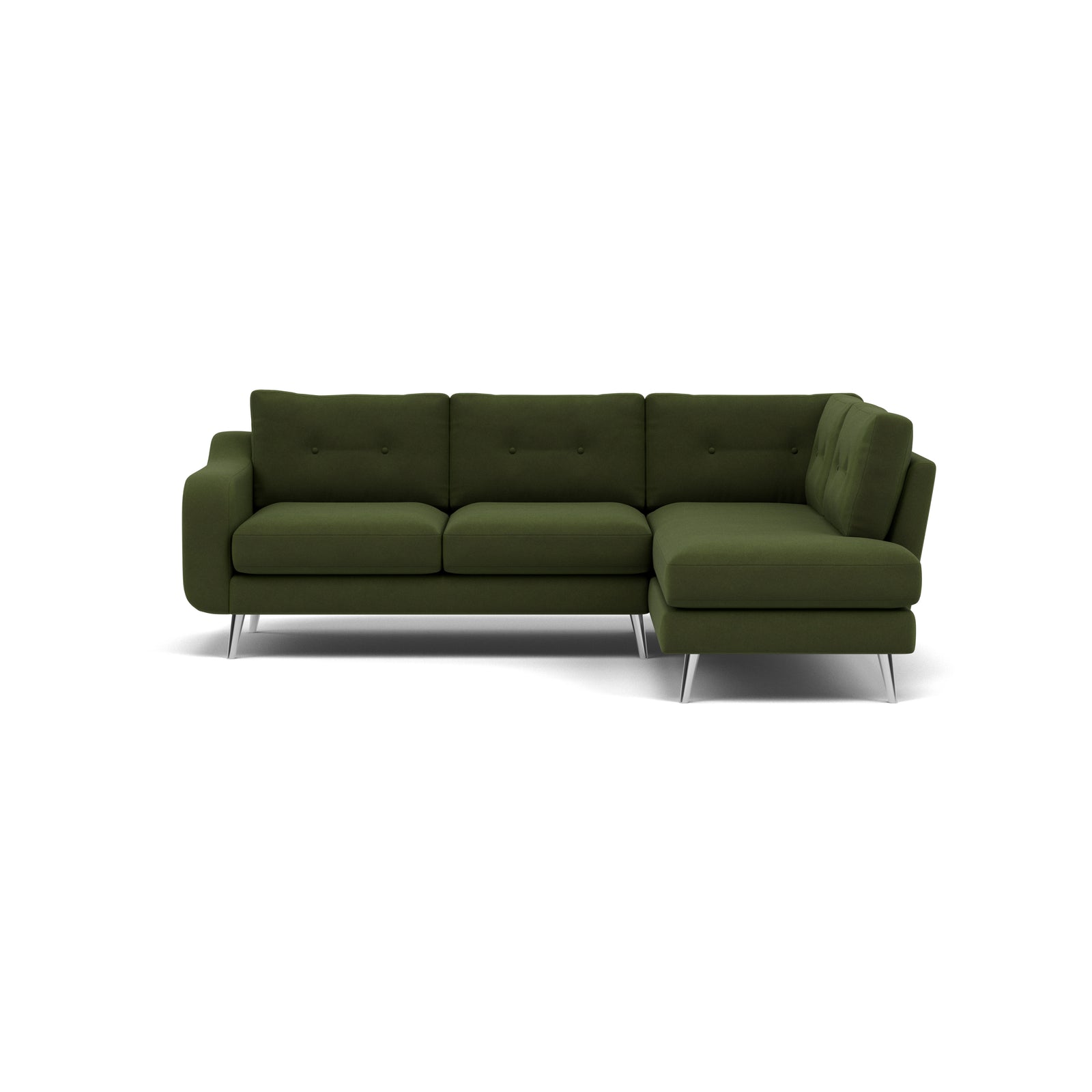 Phoebe Corner Sofa - Corner Group RHF Grade B - Right Hand Facing Corner Sofas Sterling Home 22 Plush Velvet Vine Chrome