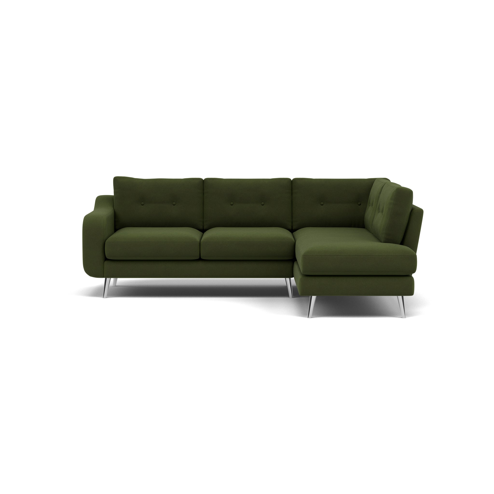Phoebe Corner Sofa - Corner Group RHF Grade B - Right Hand Facing Corner Sofas Sterling Home 22 Plush Velvet Vine Chrome
