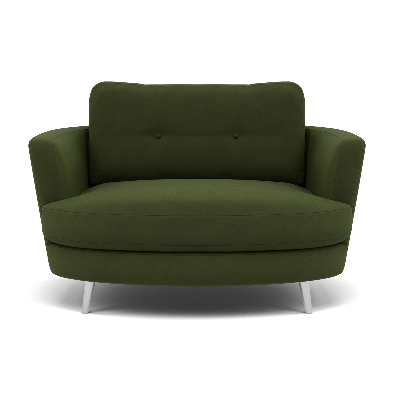 Phoebe Oval Loveseat - Oval Cuddler Grade B Armchairs Sterling Home 22 Plush Velvet Vine Chrome