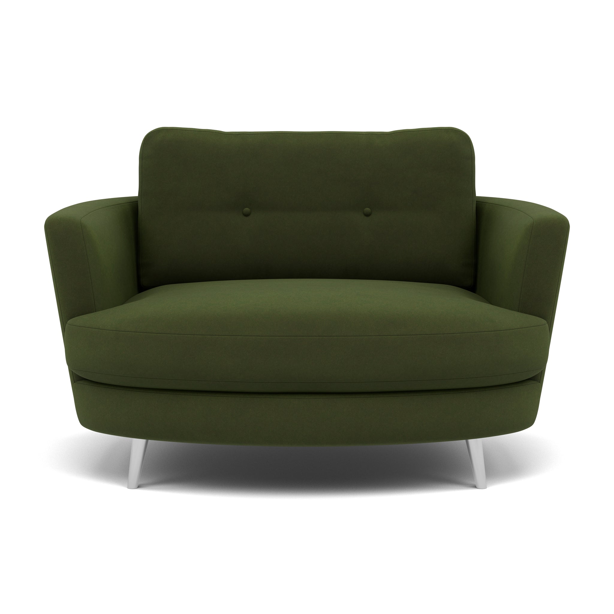 Phoebe Oval Loveseat - Oval Cuddler Grade B Armchairs Sterling Home 22 Plush Velvet Vine Chrome