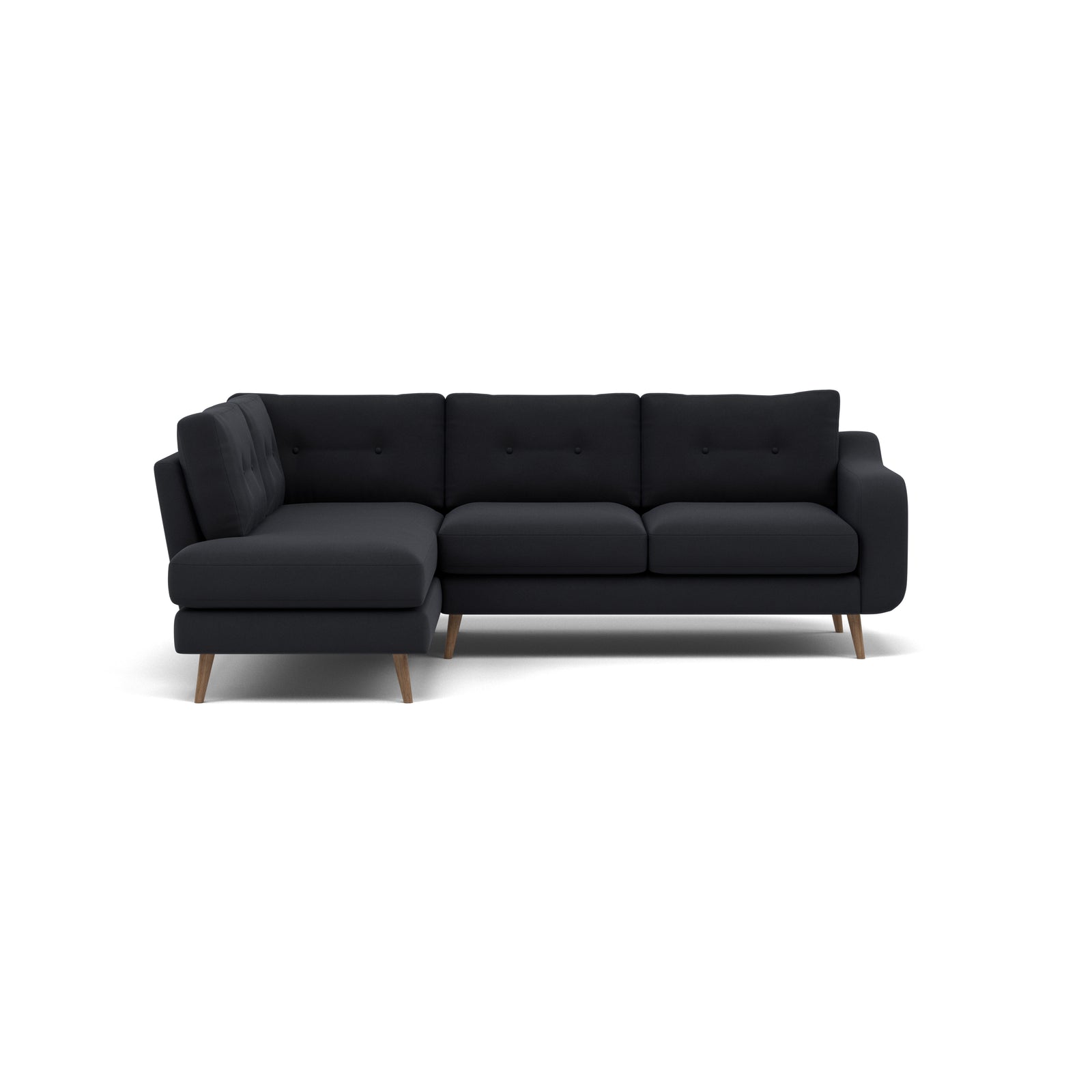 Phoebe Corner Sofa - Corner Group LHF Grade B - Left Hand Facing Corner Sofas Sterling Home 7 Plush Velvet Charcoal Weathered Oak