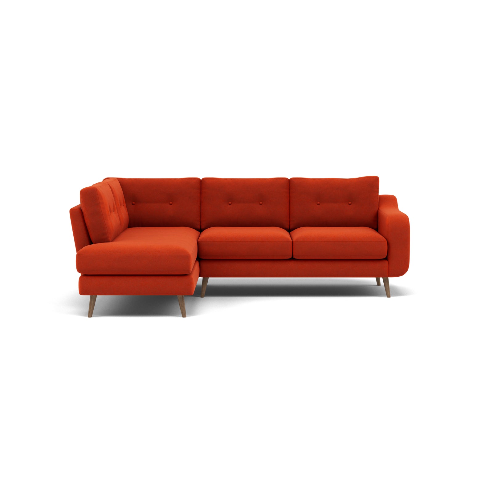 Phoebe Corner Sofa - Corner Group LHF Grade B - Left Hand Facing Corner Sofas Sterling Home 13 Plush Velvet Paprika Weathered Oak