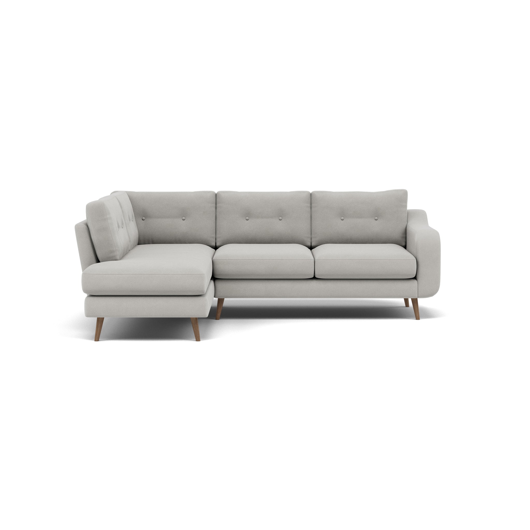 Phoebe Corner Sofa - Corner Group LHF Grade B - Left Hand Facing Corner Sofas Sterling Home 19 Plush Velvet Silver Weathered Oak