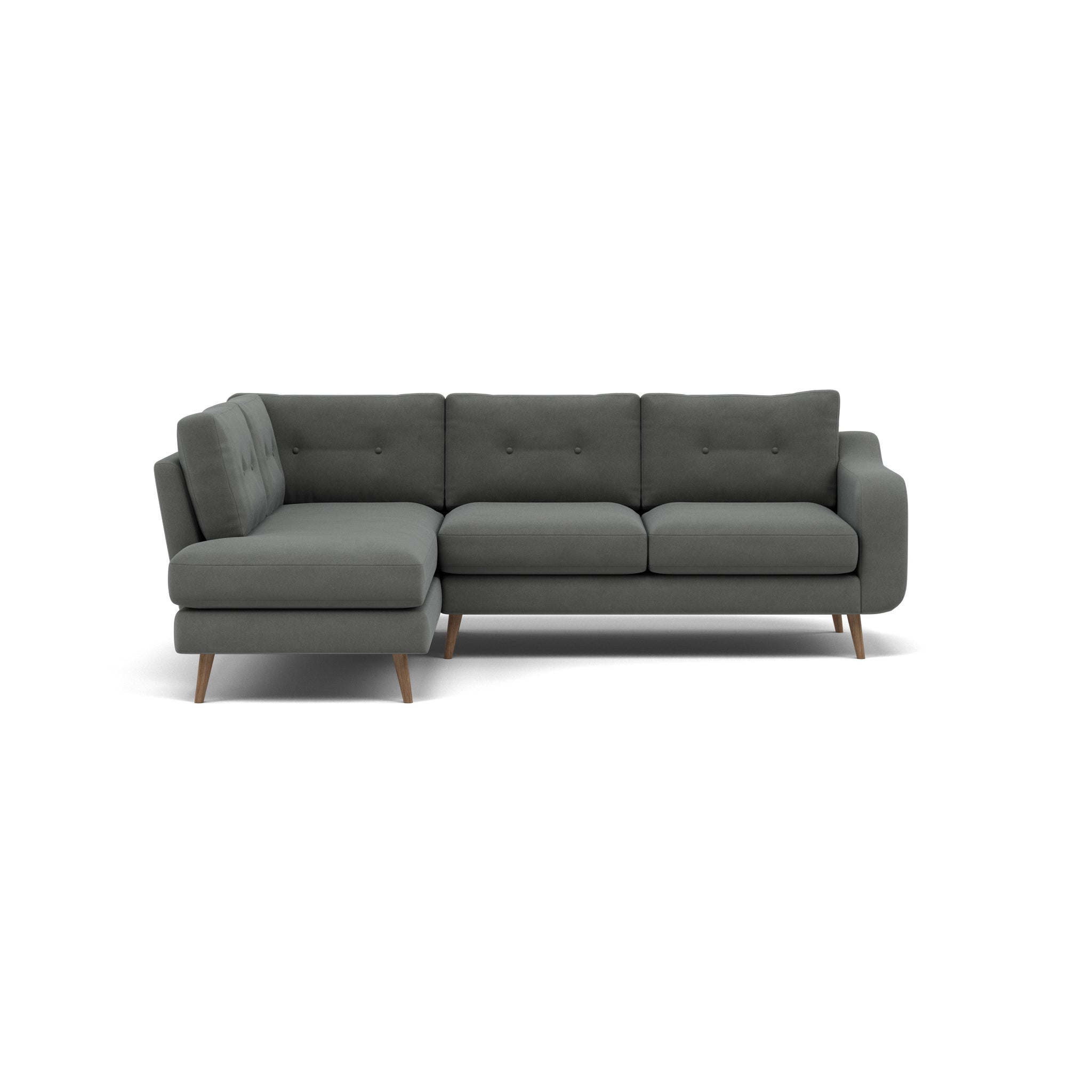 Phoebe Corner Sofa - Corner Group LHF Grade B - Left Hand Facing Corner Sofas Sterling Home 22 Plush Velvet Slate Weathered Oak