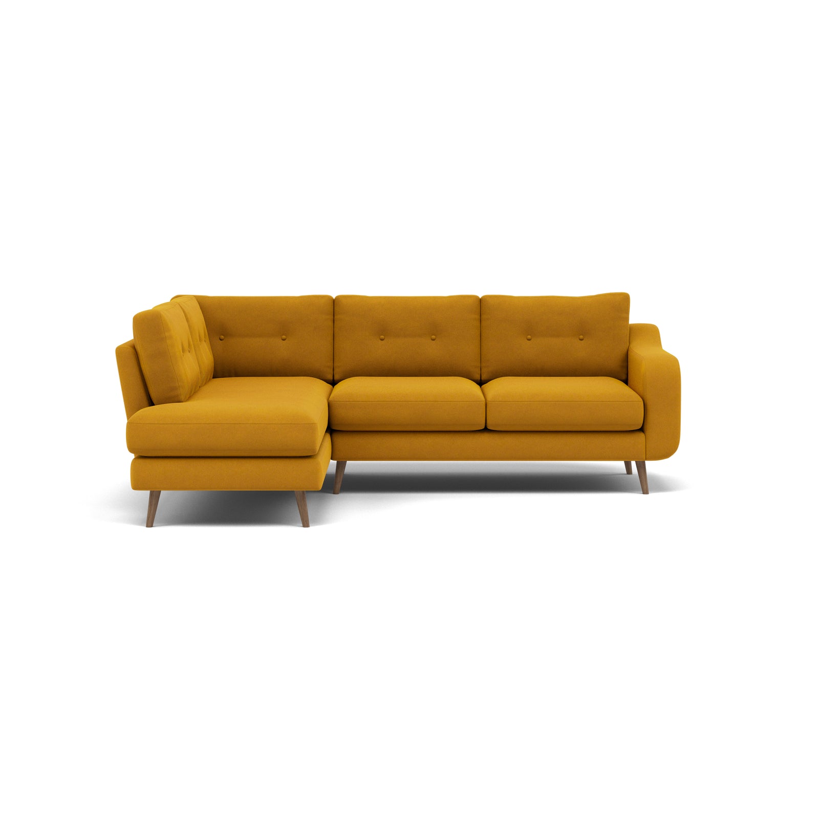 Phoebe Corner Sofa - Corner Group LHF Grade B - Left Hand Facing Corner Sofas Sterling Home 23 Plush Velvet Turmeric Weathered Oak