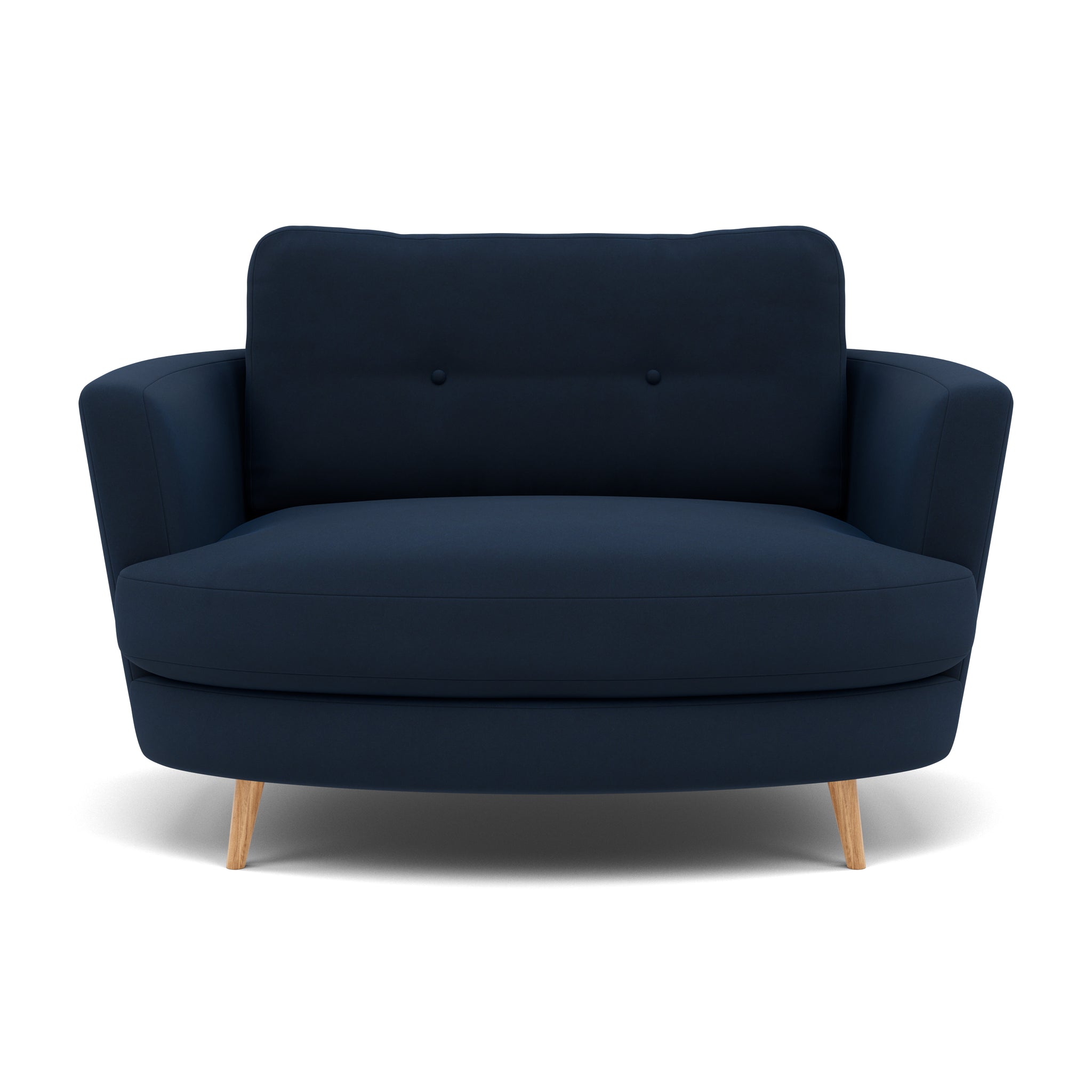 Phoebe Oval Loveseat - Oval Cuddler Grade B Armchairs Sterling Home 11 Plush Velvet Indigo Natural
