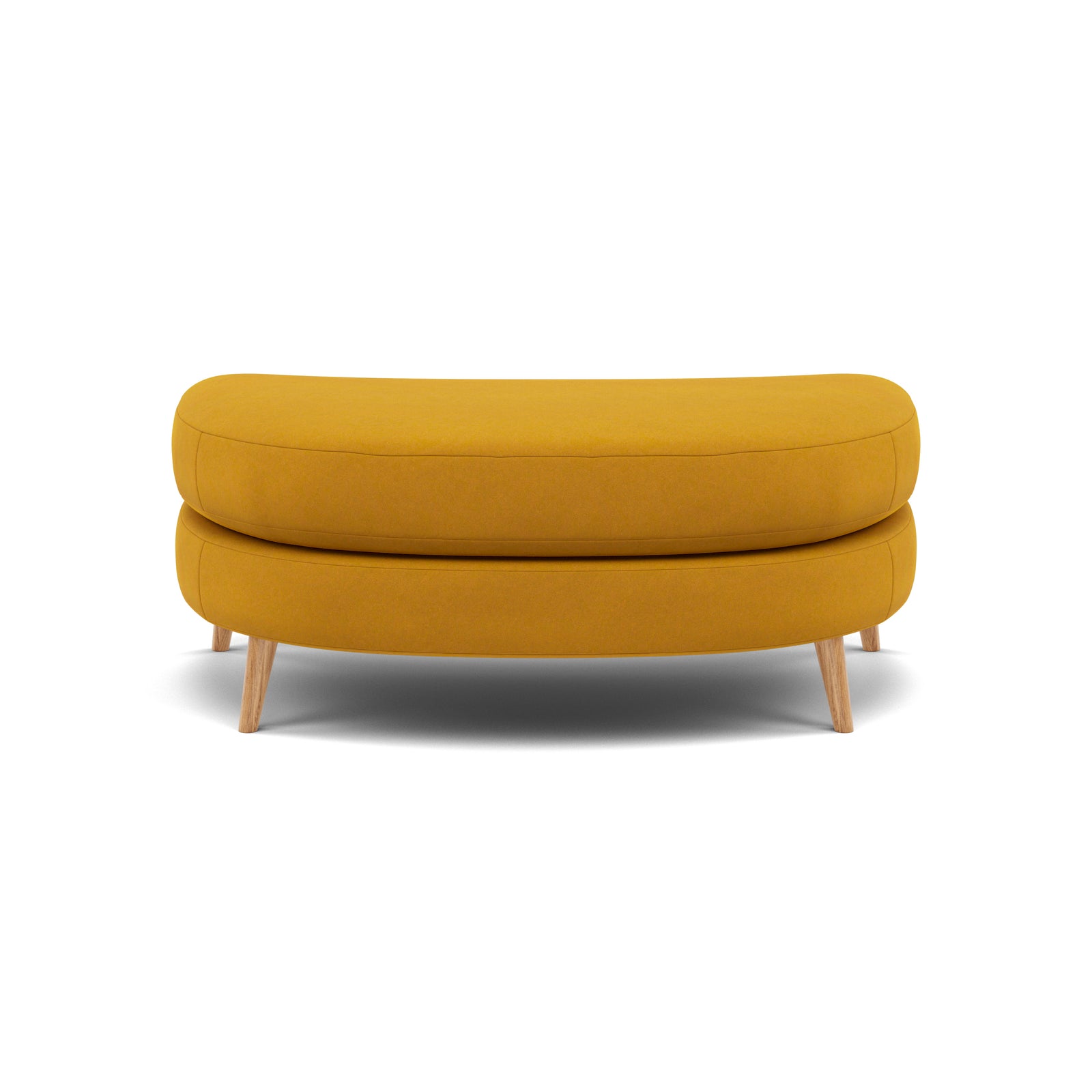 Phoebe Oval Footstool - Oval Cuddler Stool Grade B Footstools Sterling Home 24 Plush Velvet Turmeric Natural