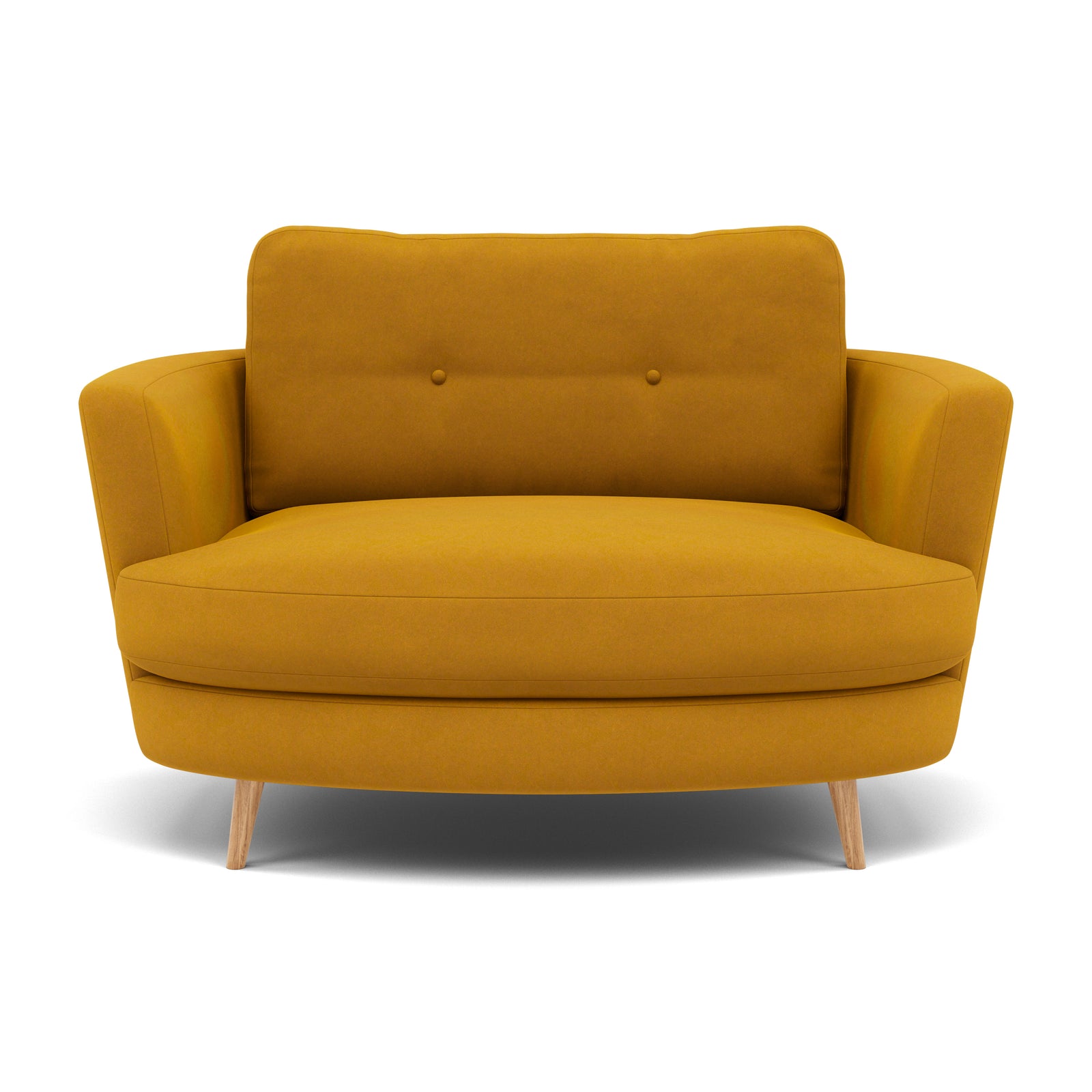 Phoebe Oval Loveseat - Oval Cuddler Grade B Armchairs Sterling Home 24 Plush Velvet Turmeric Natural