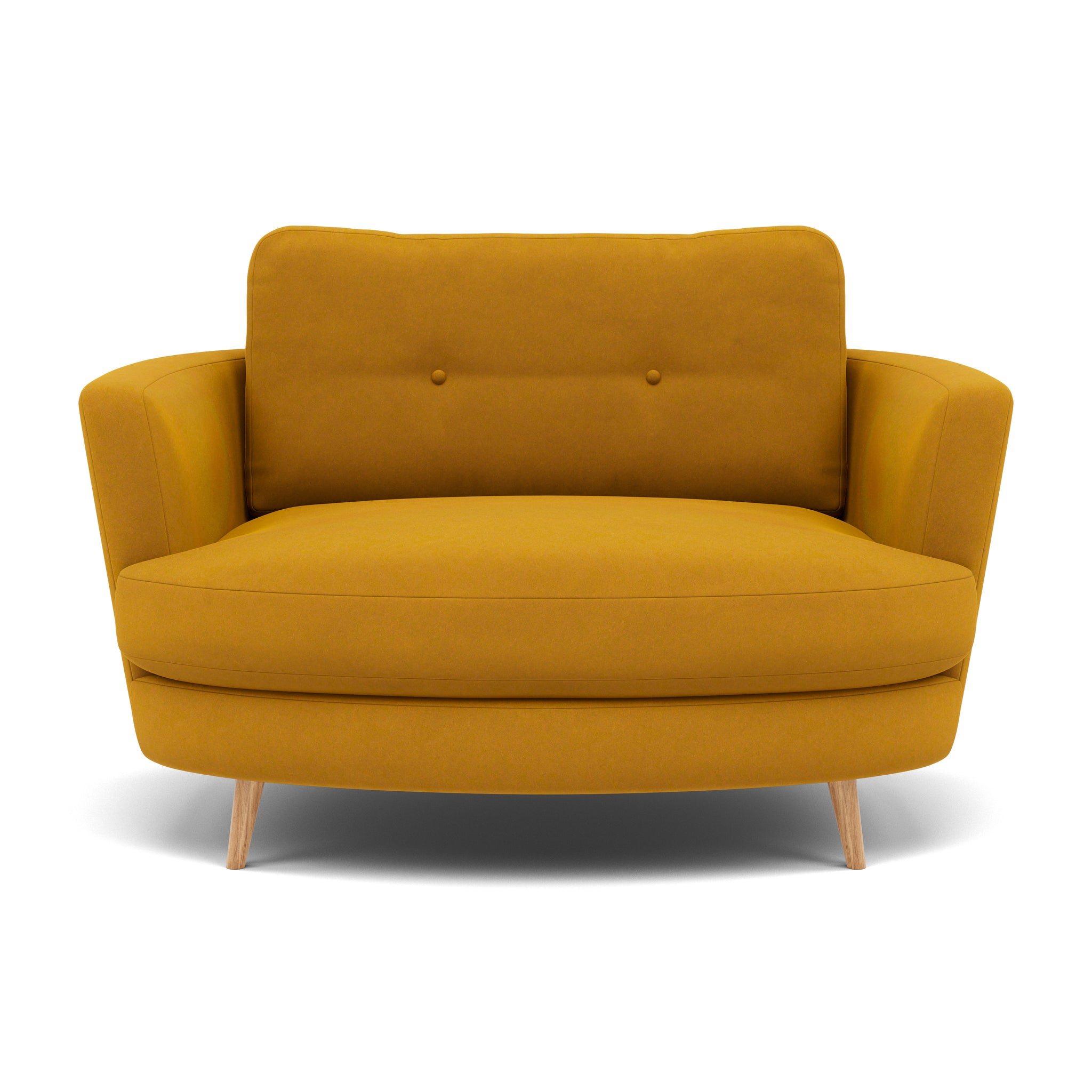 Phoebe Oval Loveseat - Oval Cuddler Grade B Armchairs Sterling Home 24 Plush Velvet Turmeric Natural
