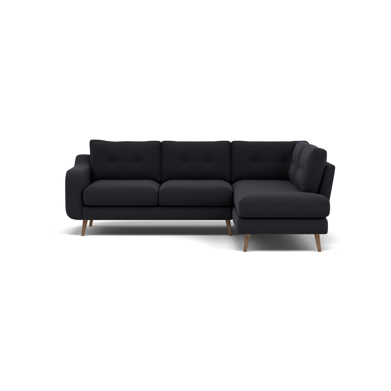 Phoebe Corner Sofa - Corner Group RHF Grade B - Right Hand Facing Corner Sofas Sterling Home 7 Plush Velvet Charcoal Weathered Oak