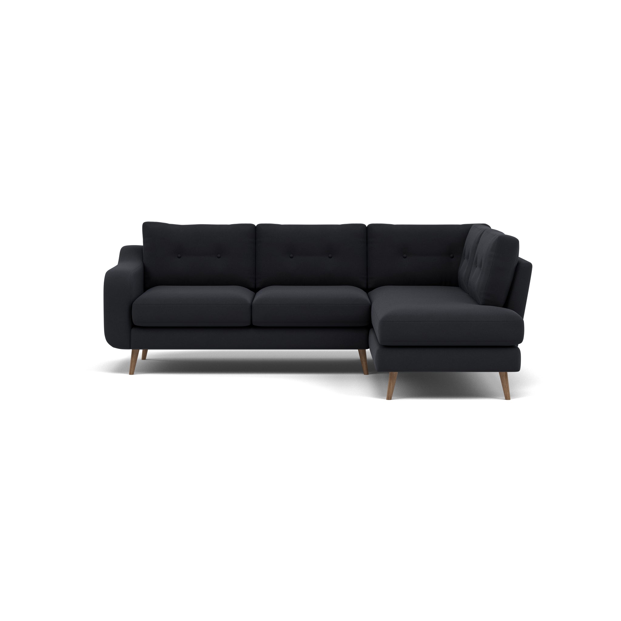 Phoebe Corner Sofa - Corner Group RHF Grade B - Right Hand Facing Corner Sofas Sterling Home 7 Plush Velvet Charcoal Weathered Oak