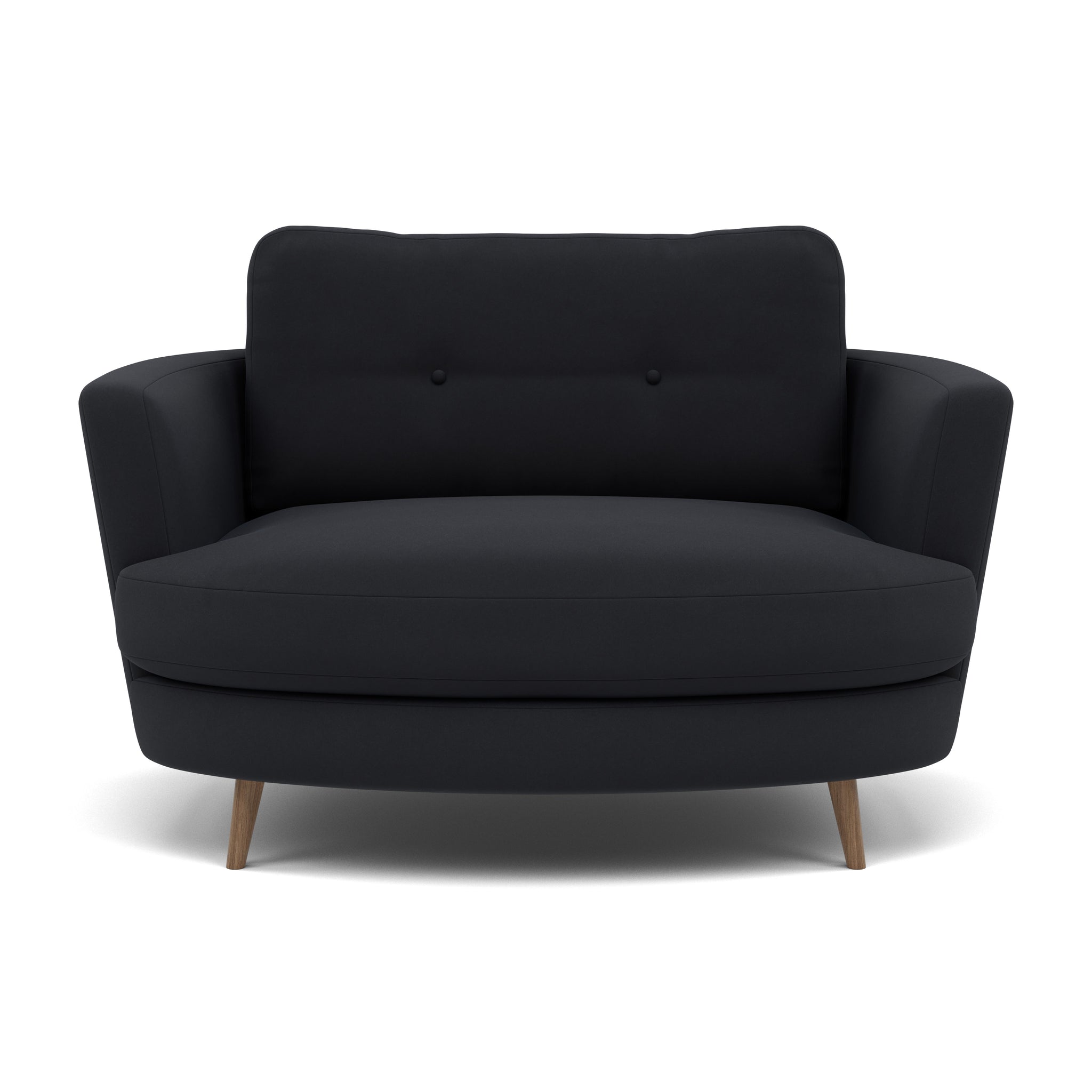 Phoebe Oval Loveseat - Oval Cuddler Grade B Armchairs Sterling Home 7 Plush Velvet Charcoal Weathered Oak