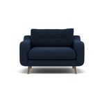 Phoebe Loveseat - Snuggler Chair Grade B Loveseats Sterling Home 13 Plush Velvet Indigo Weathered Oak