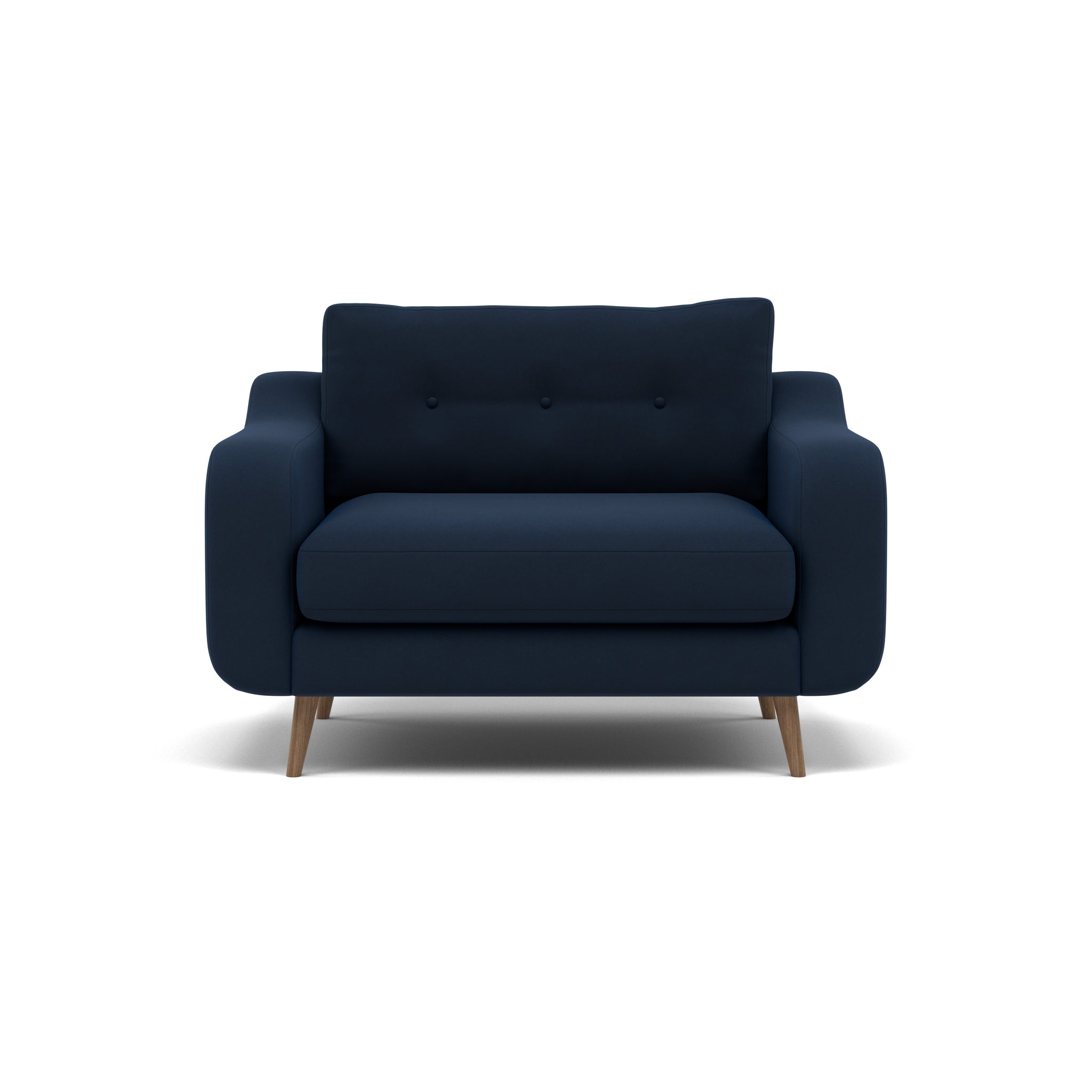 Phoebe Loveseat - Snuggler Chair Grade B Loveseats Sterling Home 13 Plush Velvet Indigo Weathered Oak