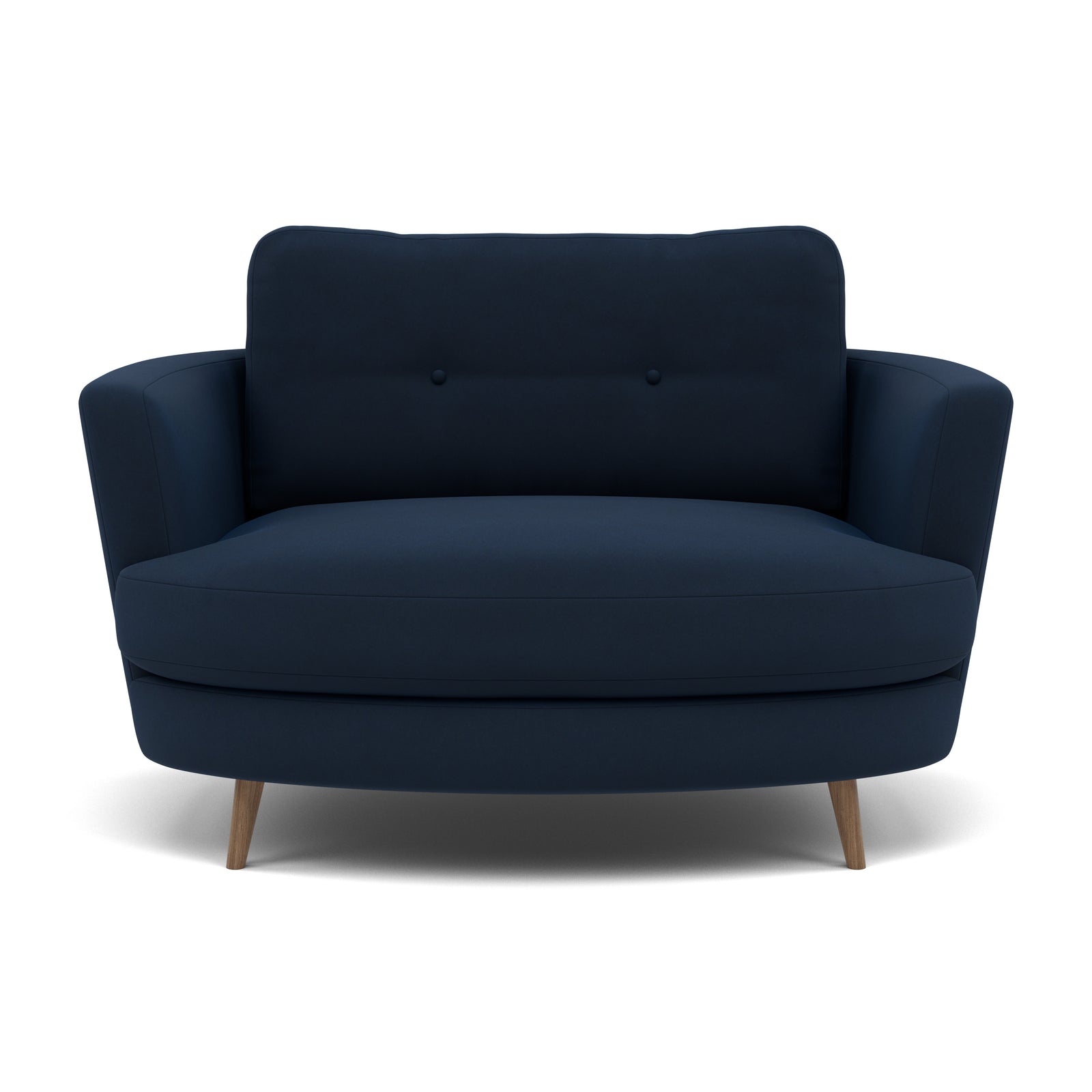 Phoebe Oval Loveseat - Oval Cuddler Grade B Armchairs Sterling Home 10 Plush Velvet Indigo Weathered Oak