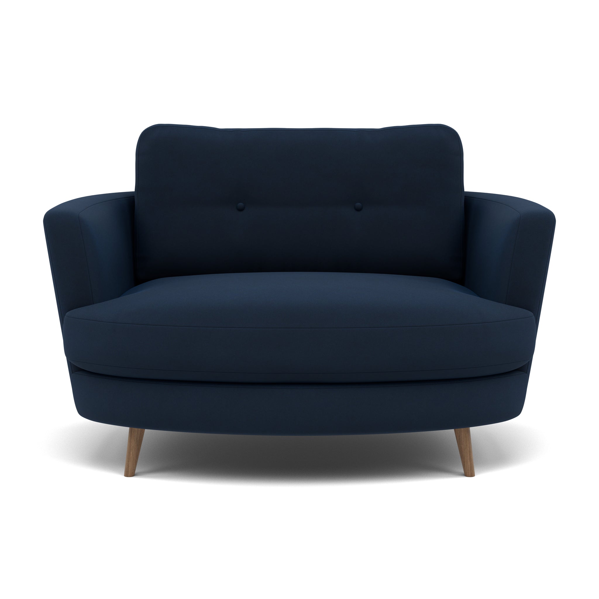 Phoebe Oval Loveseat - Oval Cuddler Grade B Armchairs Sterling Home 10 Plush Velvet Indigo Weathered Oak