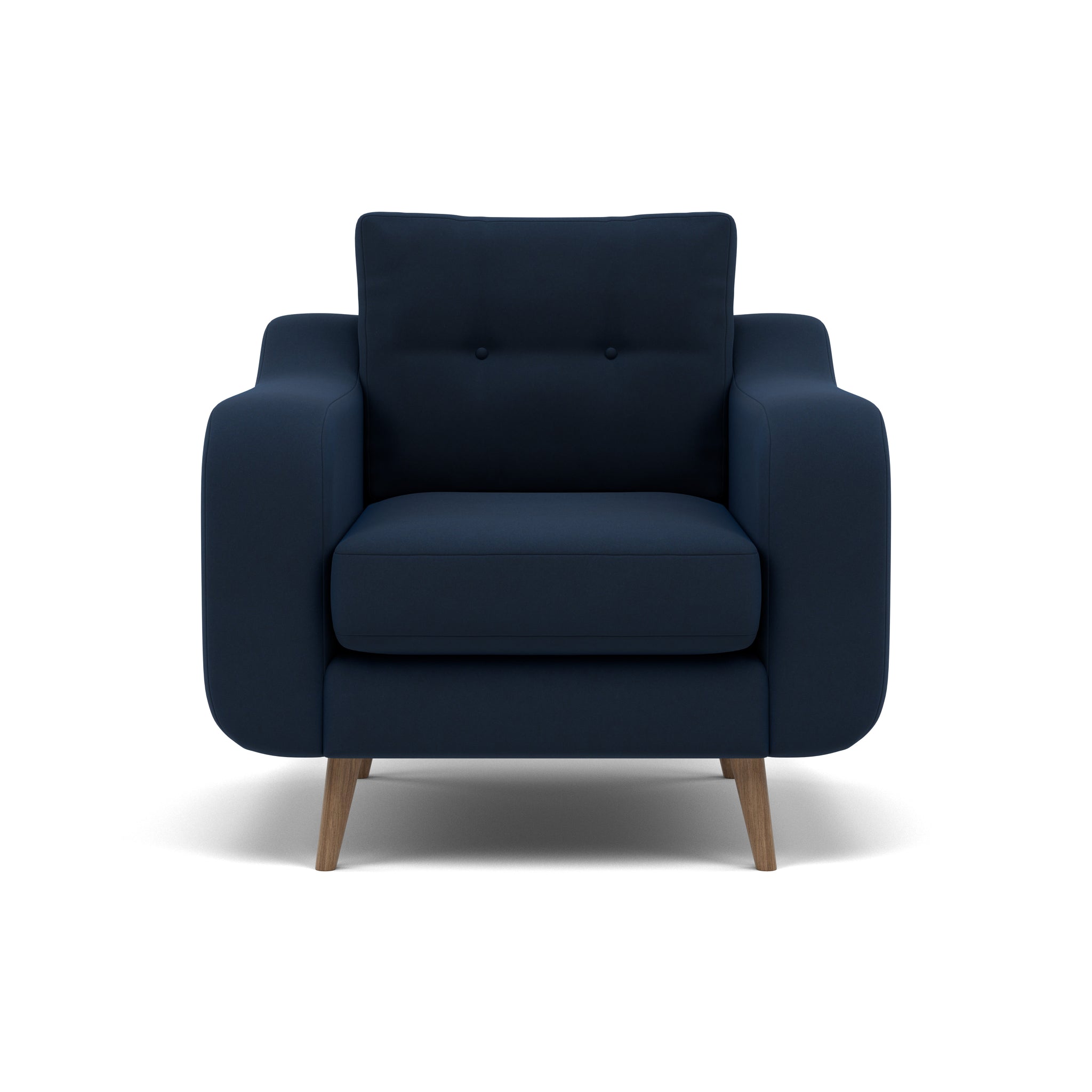 Phoebe Armchair - Chair Grade B Sterling Home 7 Plush Velvet Indigo Weathered Oak