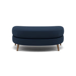 Phoebe Oval Footstool - Oval Cuddler Stool Grade B Footstools Sterling Home 10 Plush Velvet Indigo Weathered Oak