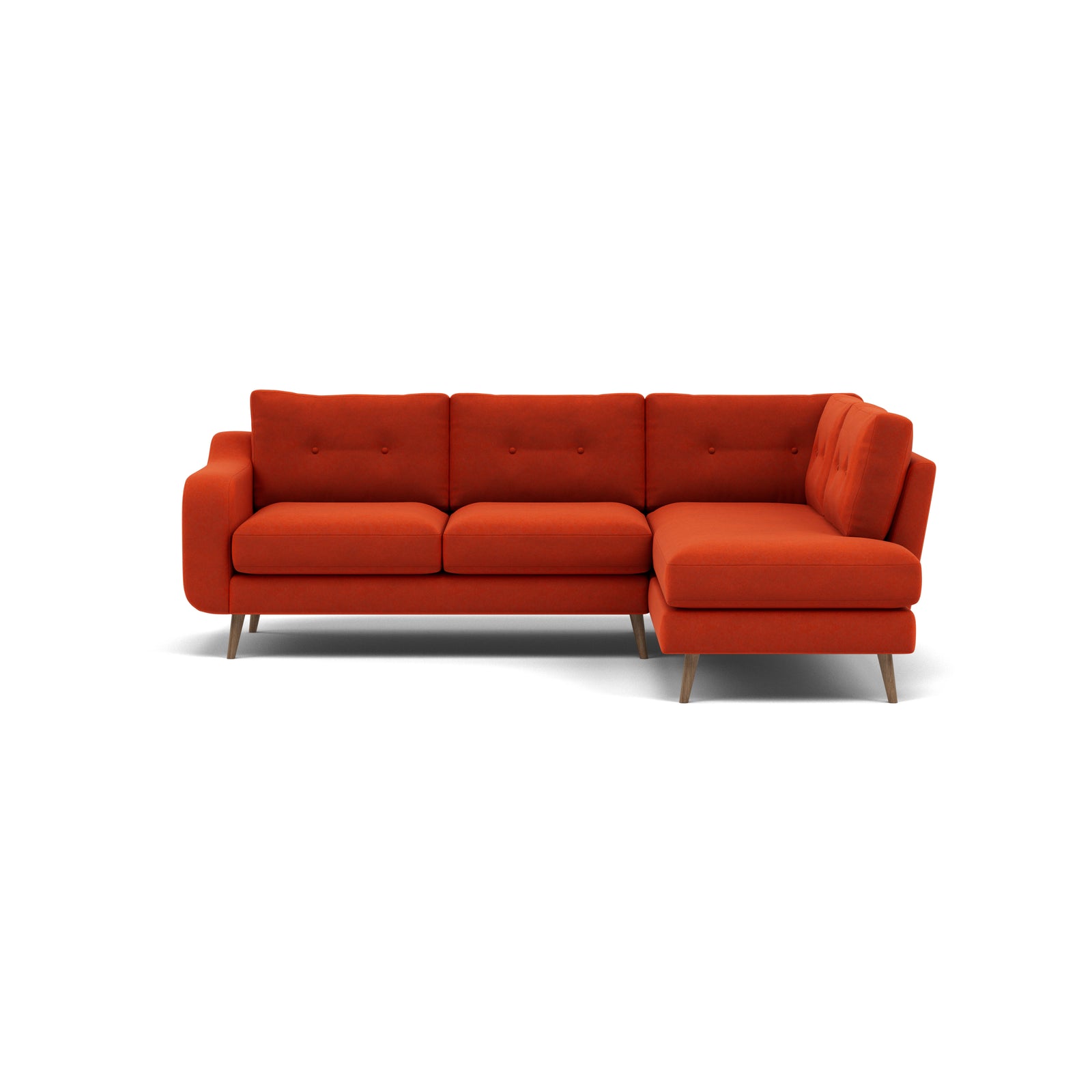 Phoebe Corner Sofa - Corner Group RHF Grade B - Right Hand Facing Corner Sofas Sterling Home 13 Plush Velvet Paprika Weathered Oak