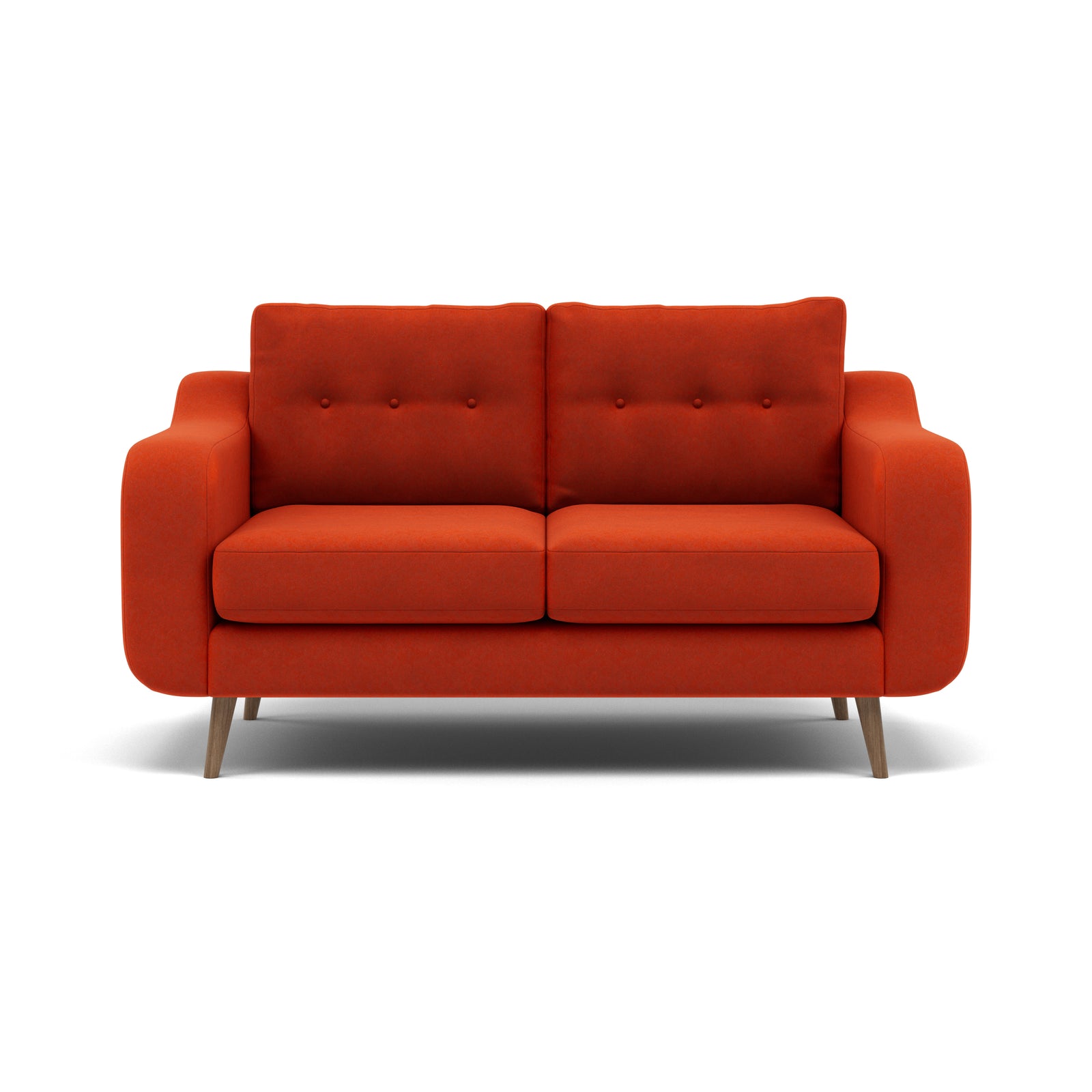 Phoebe 2 Seater Sofa - Small Sofa Standard Back Grade B 2 Seater Sofas Sterling Home 15 Plush Velvet Paprika Weathered Oak