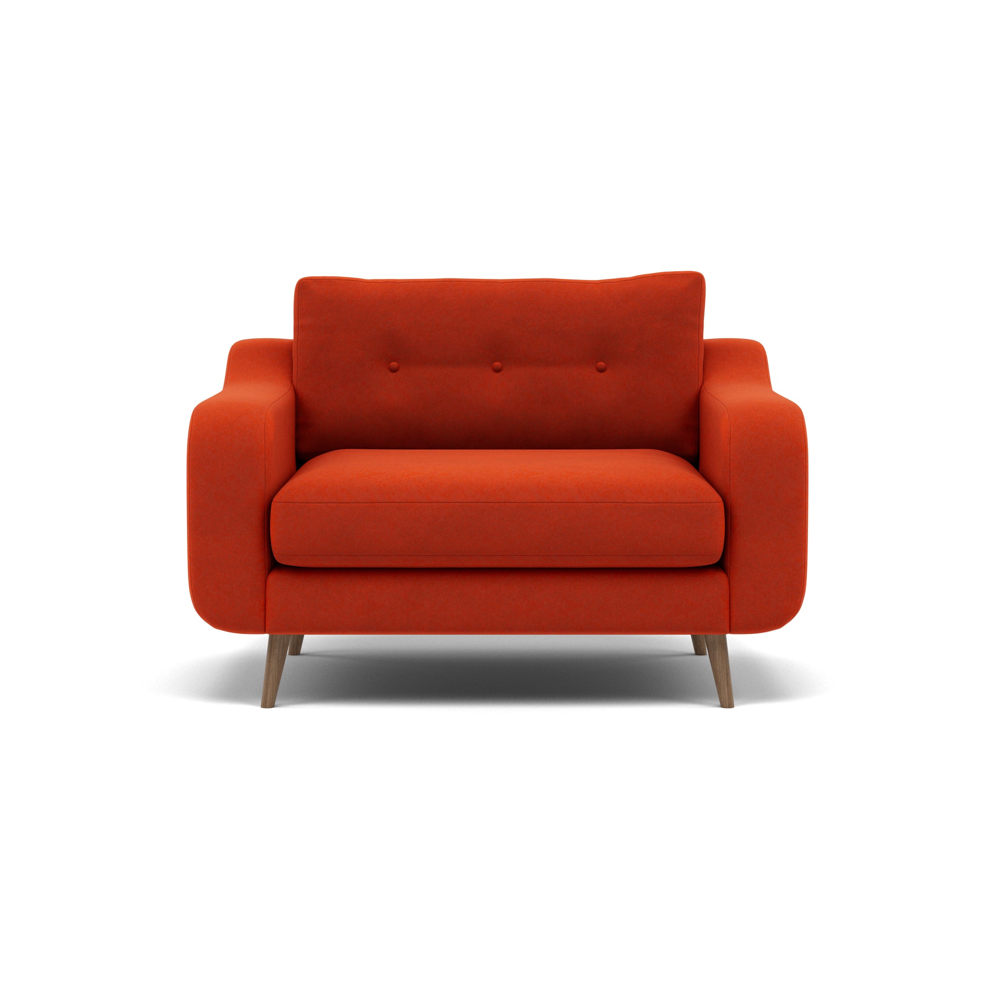Phoebe Loveseat - Snuggler Chair Grade B Loveseats Sterling Home 16 Plush Velvet Paprika Weathered Oak