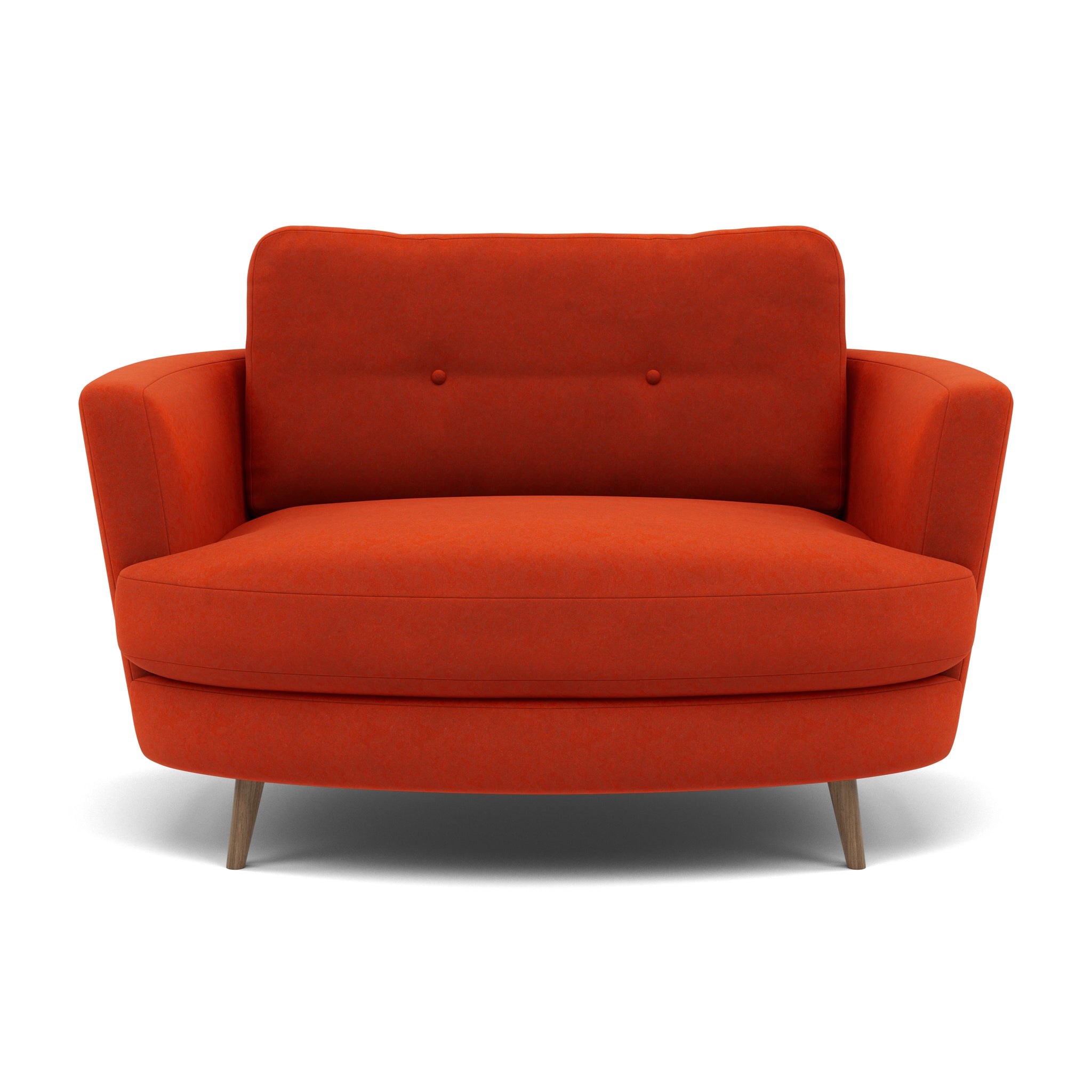 Phoebe Oval Loveseat - Oval Cuddler Grade B Armchairs Sterling Home 13 Plush Velvet Paprika Weathered Oak
